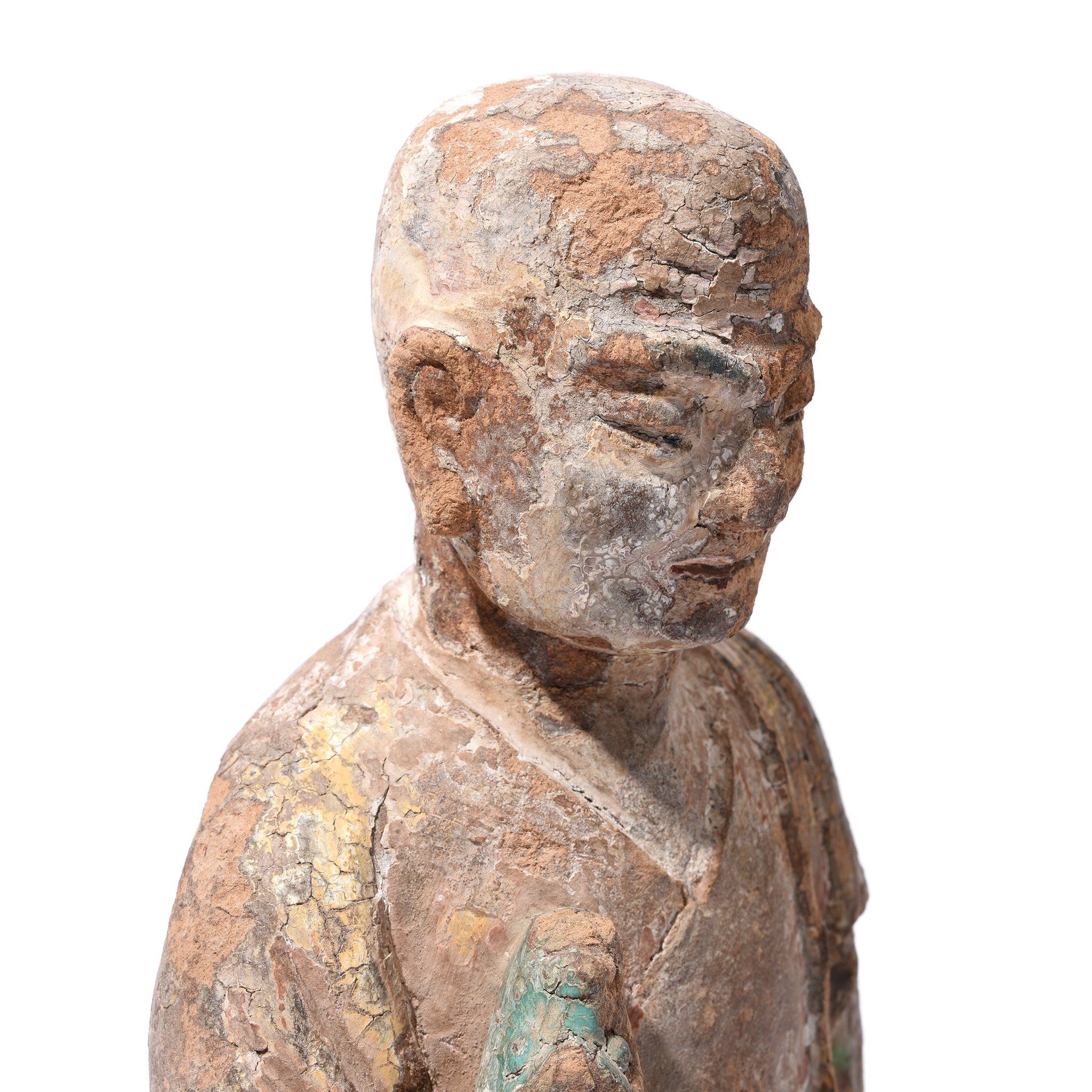 Chinese Polychrome Wood Figure of a Lohan (Monk) - 18thC - Image 5