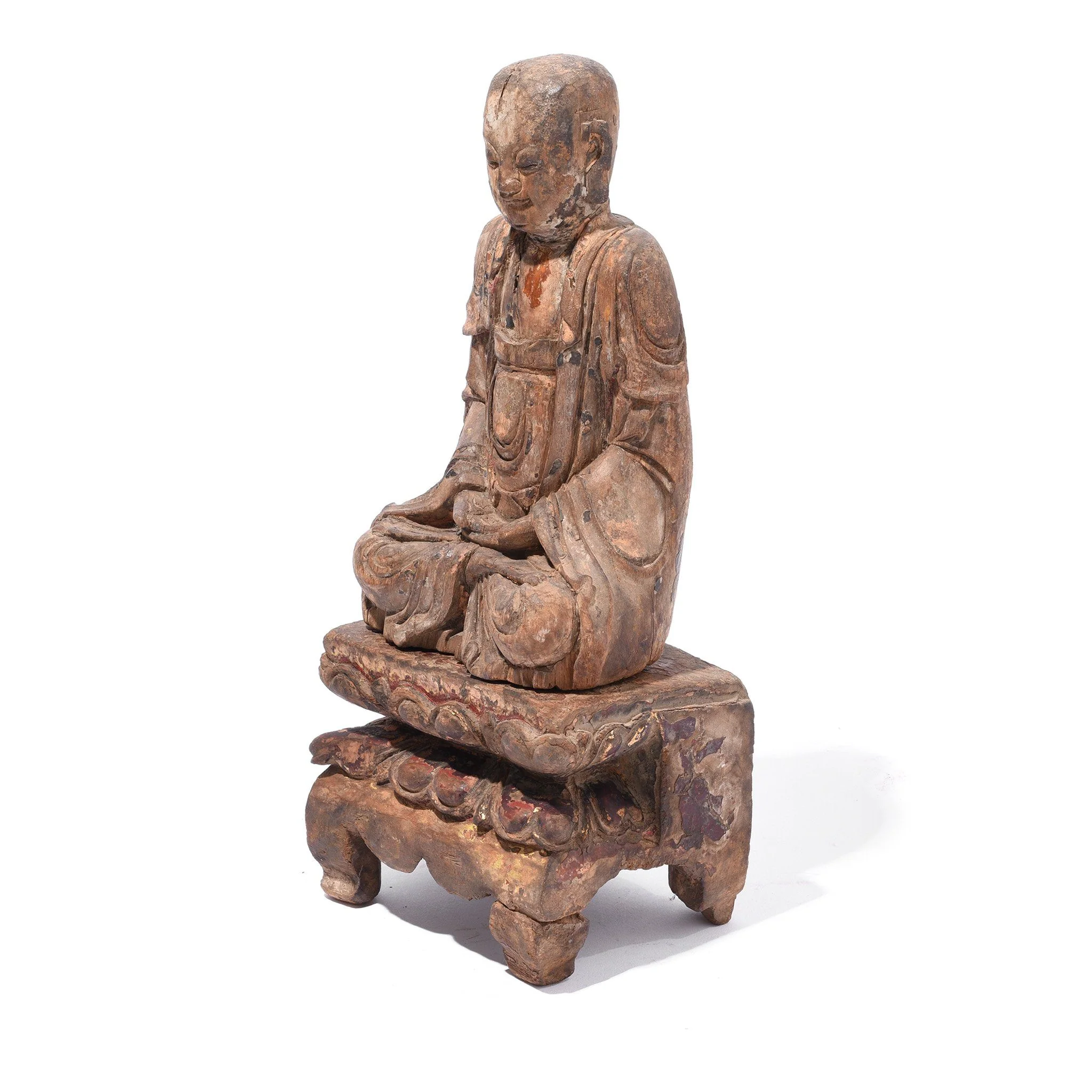 Chinese Polychrome Wood Figure of Buddha - 17thC - Image 4