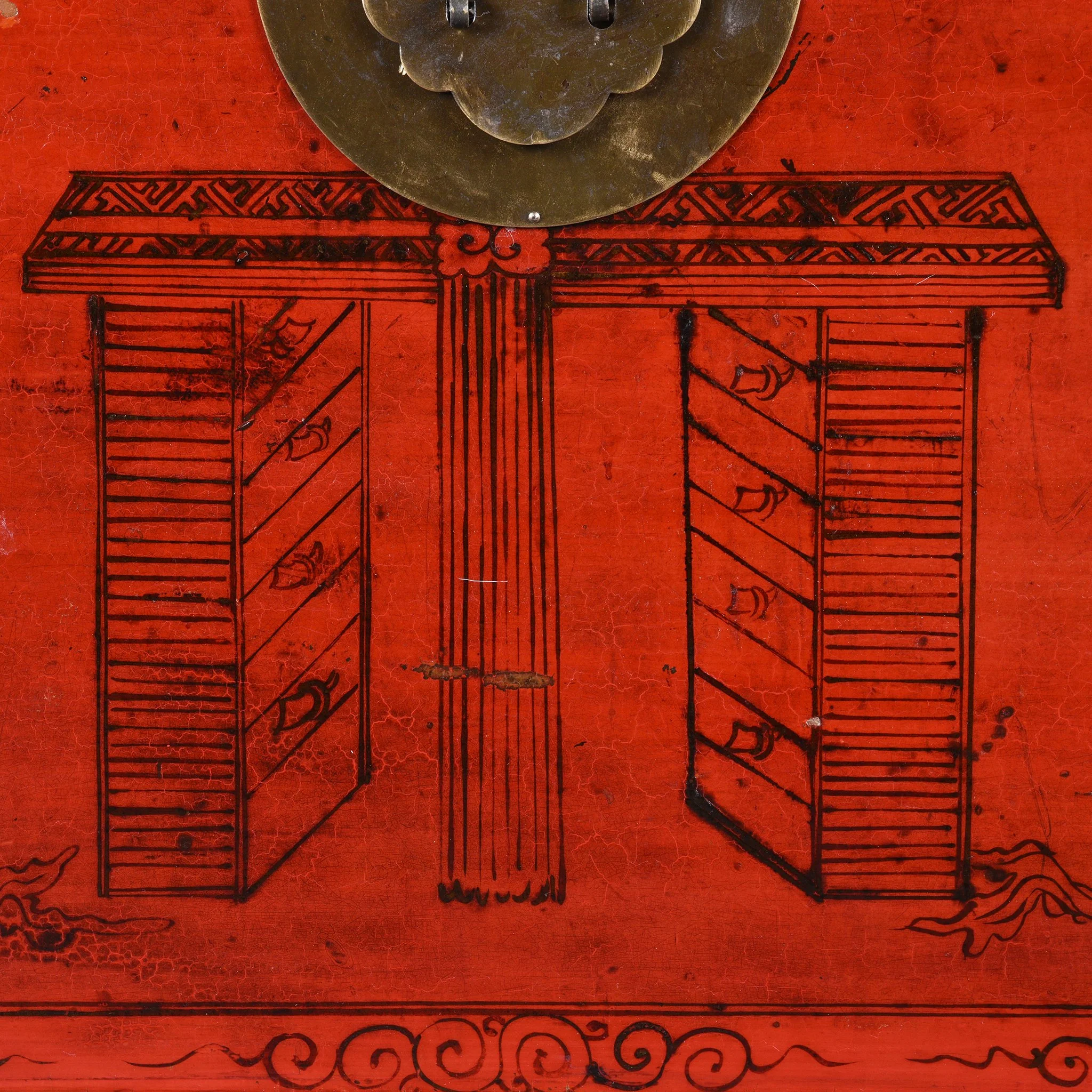 Red Lacquer Chinese Chest From Gansu - 19thC - Image 7