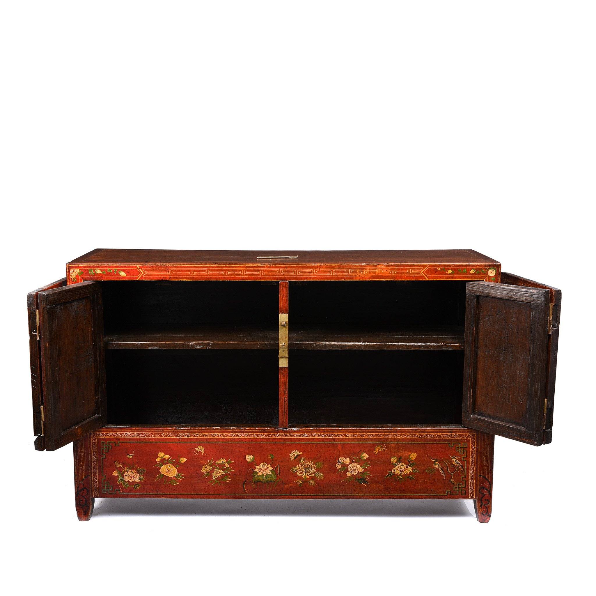 Red Lacquer Chinese Sideboard From Dongbei - Ca 1920 - Image 3