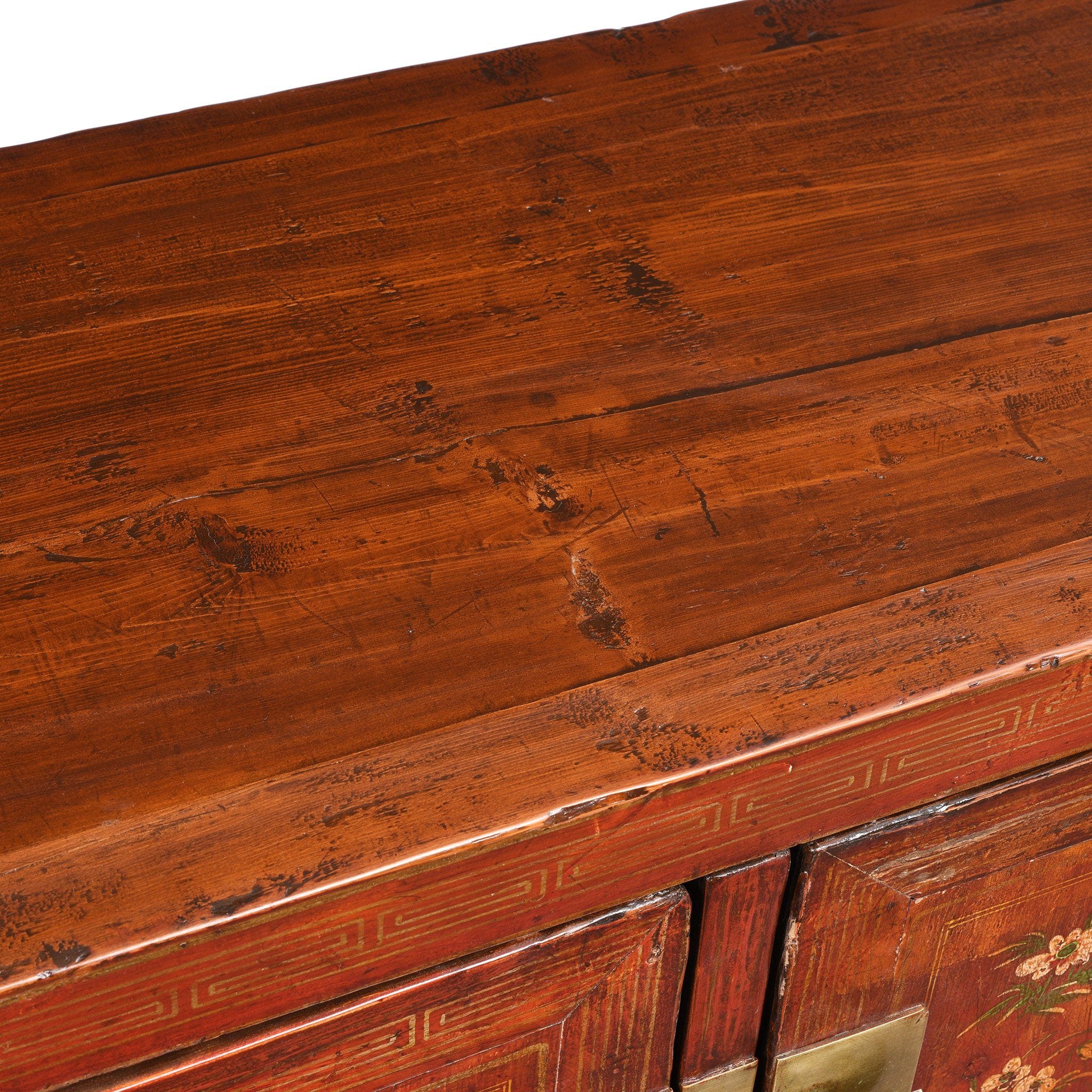 Red Lacquer Chinese Sideboard From Dongbei - Ca 1920 - Image 8