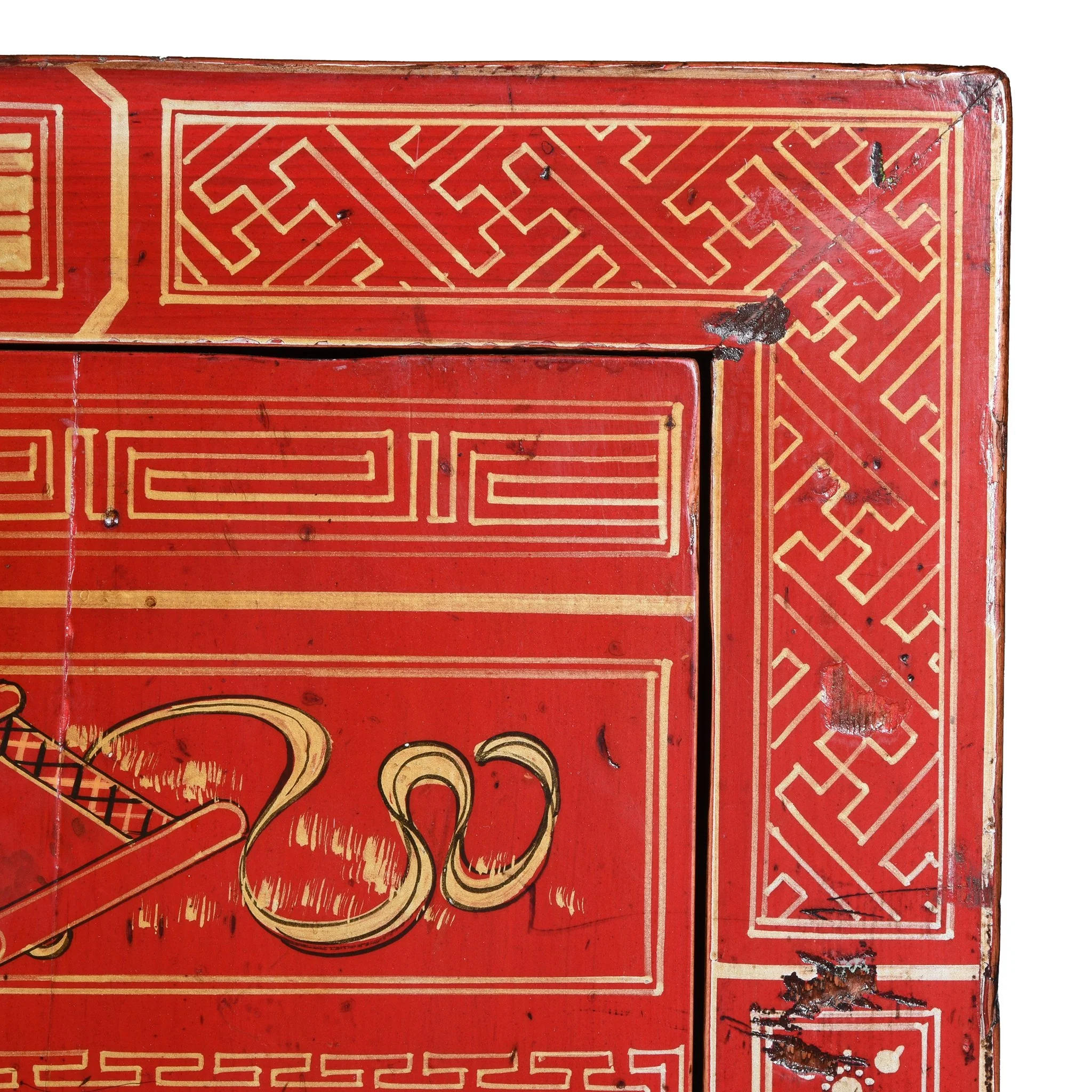 Red Lacquer Chinese Sideboard From Dongbei - Ca 1920 - Image 10