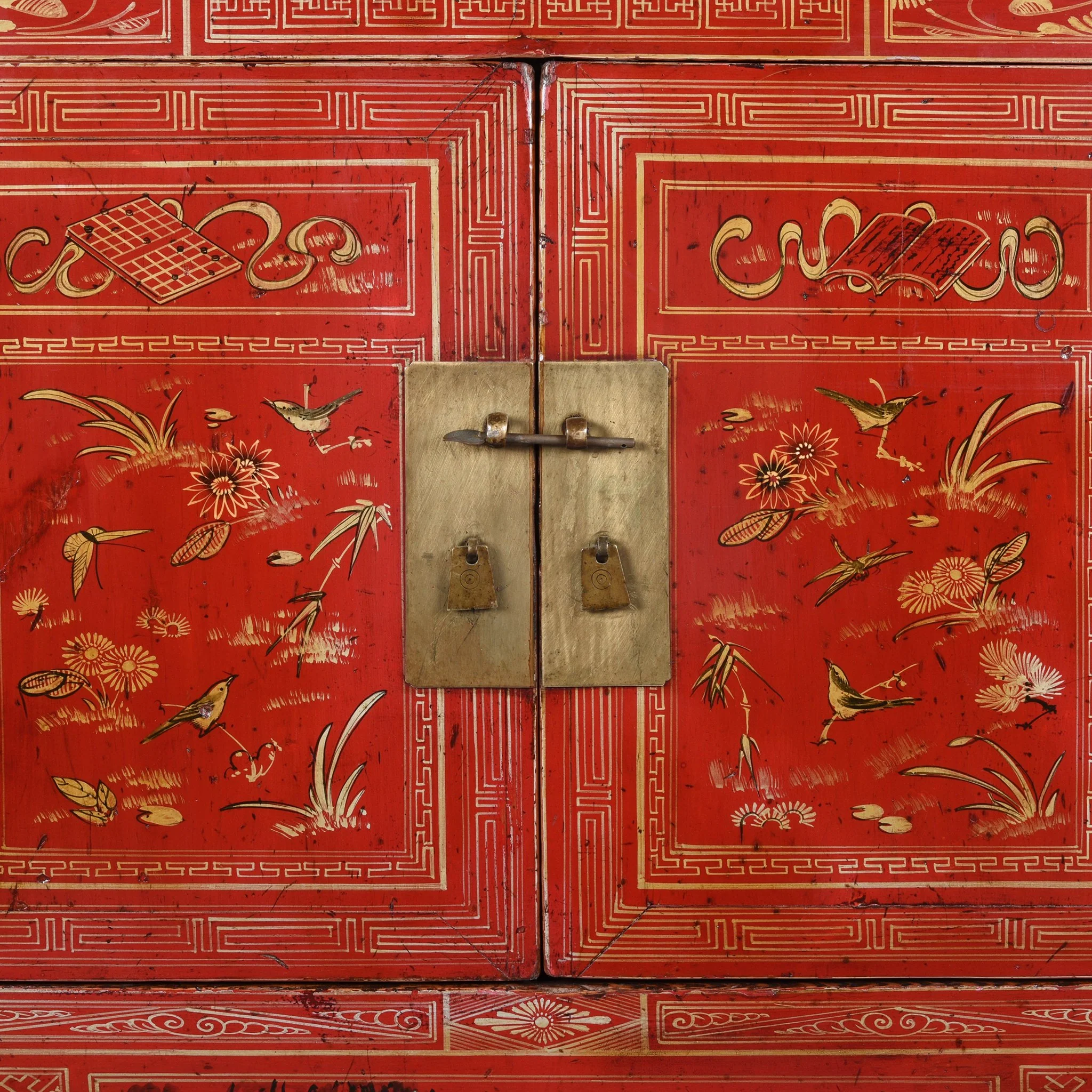 Red Lacquer Chinese Sideboard From Dongbei - Ca 1920 - Image 2