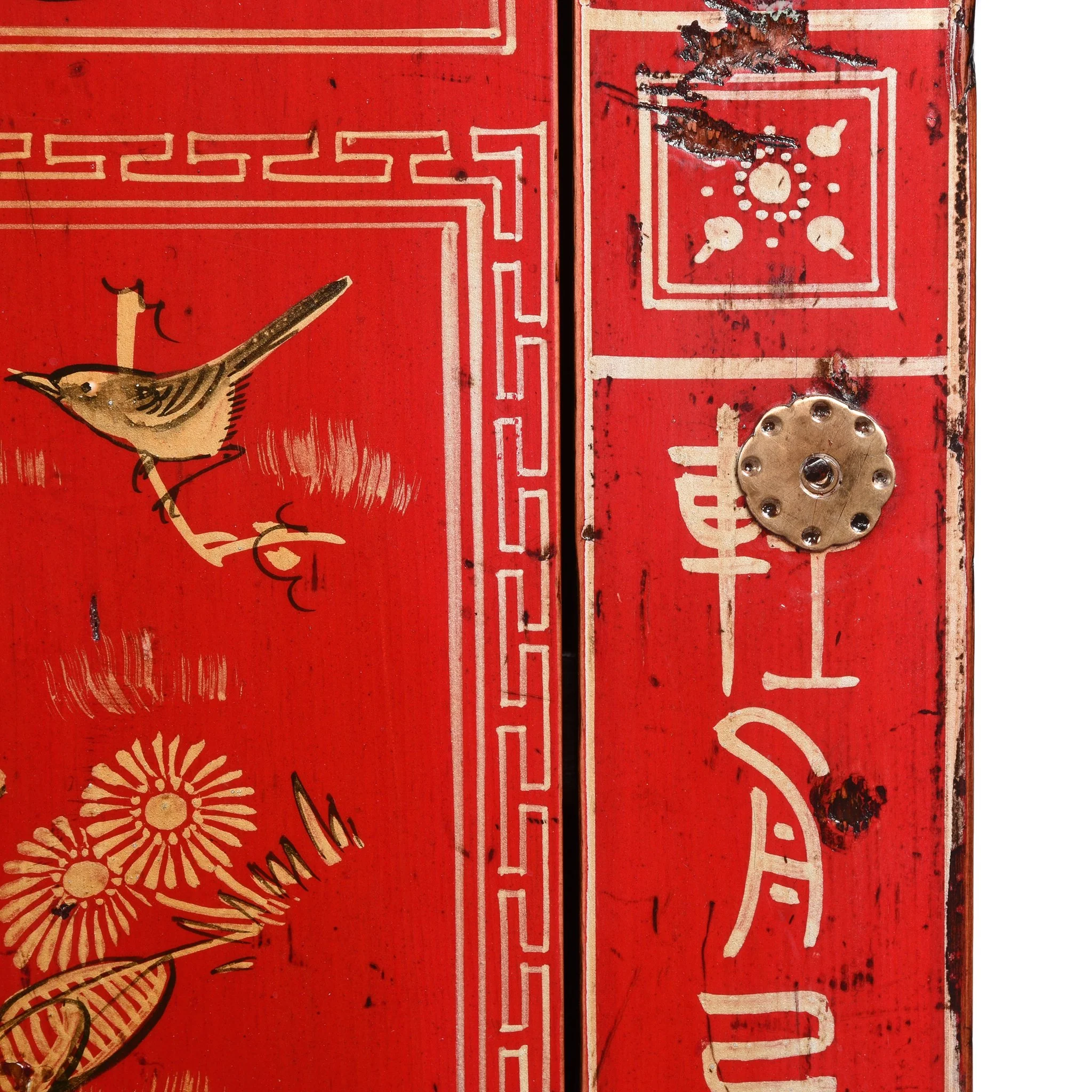 Red Lacquer Chinese Sideboard From Dongbei - Ca 1920 - Image 7