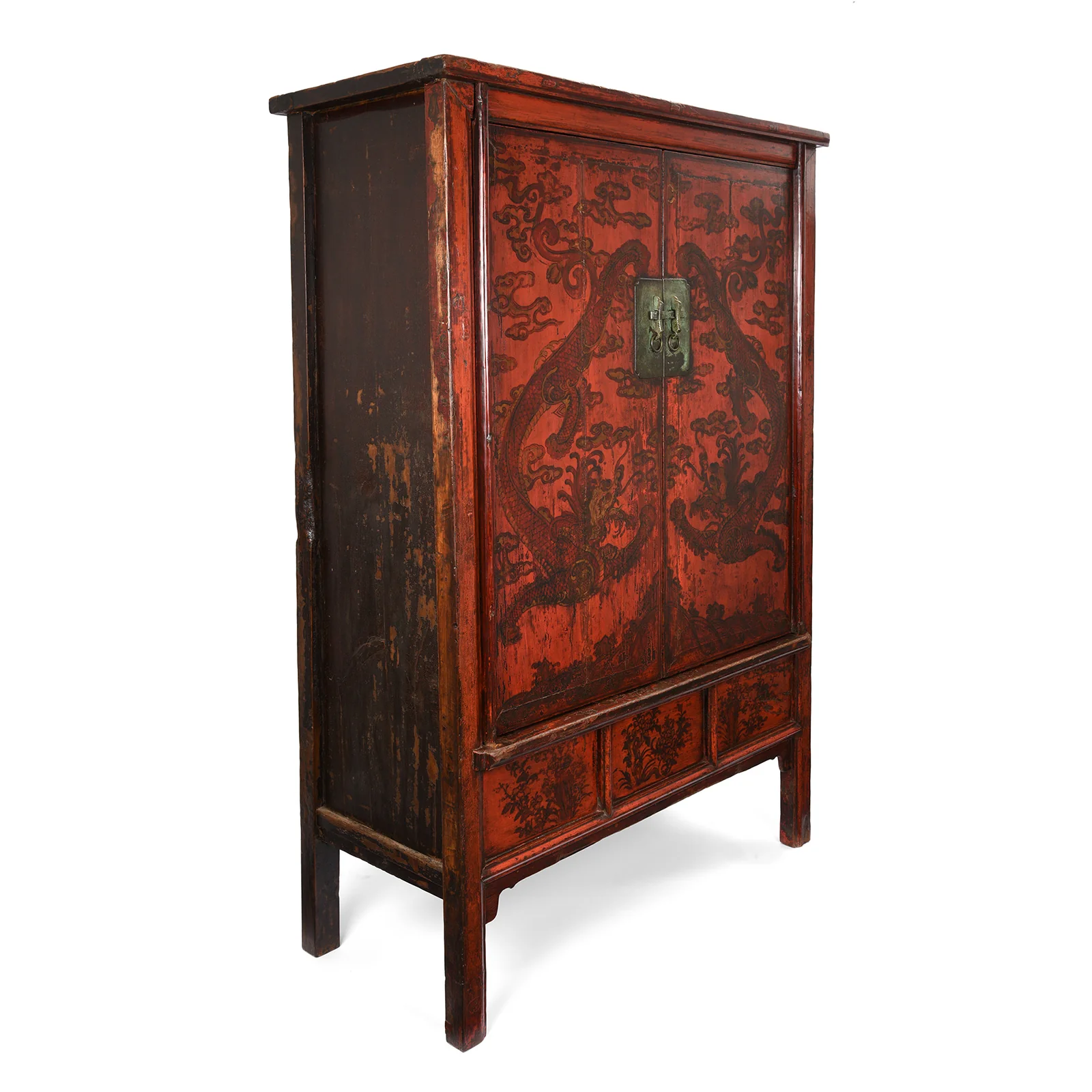 Red Lacquer Chilong Dragon Wedding Cabinet -19th Century - Image 12