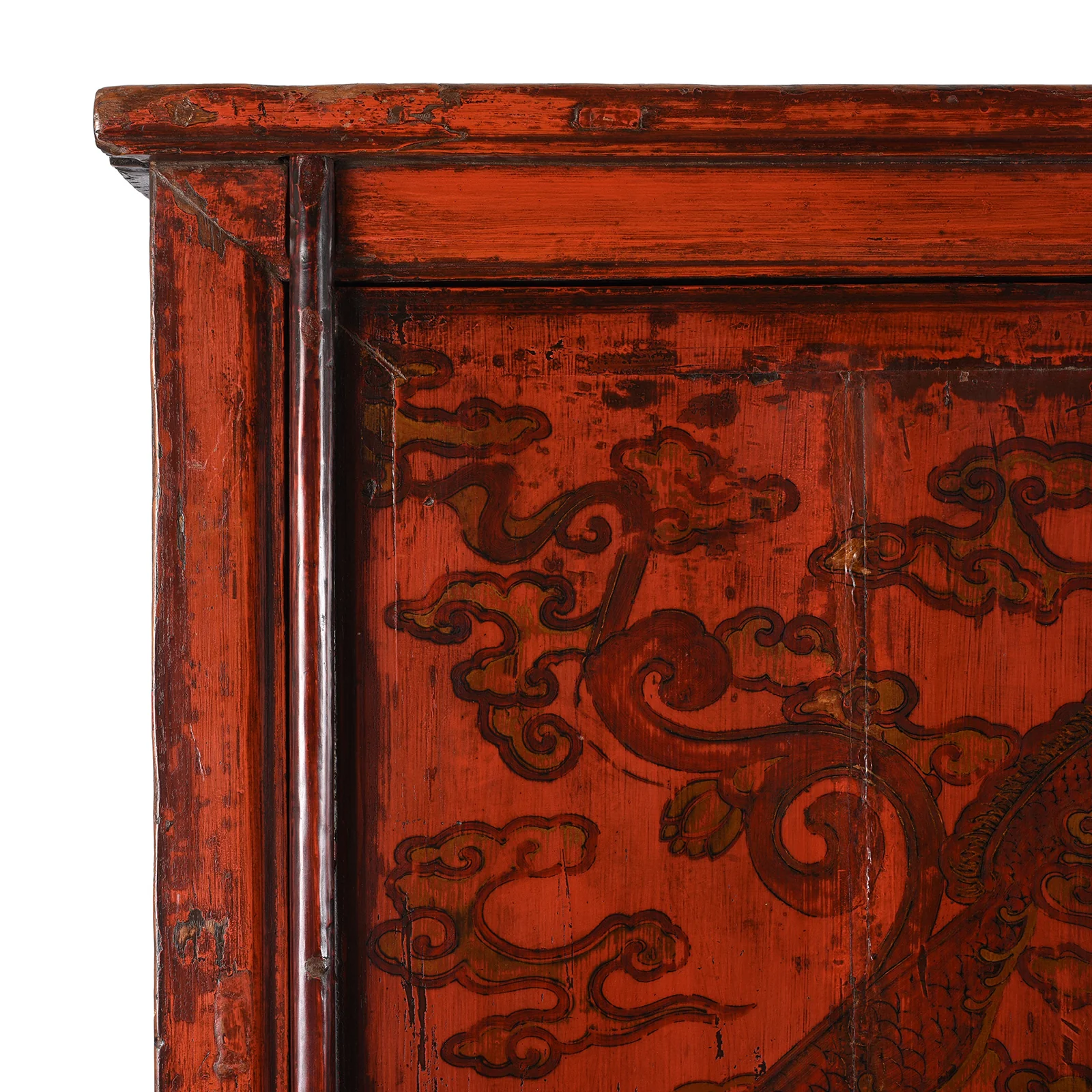 Red Lacquer Chilong Dragon Wedding Cabinet -19th Century - Image 3