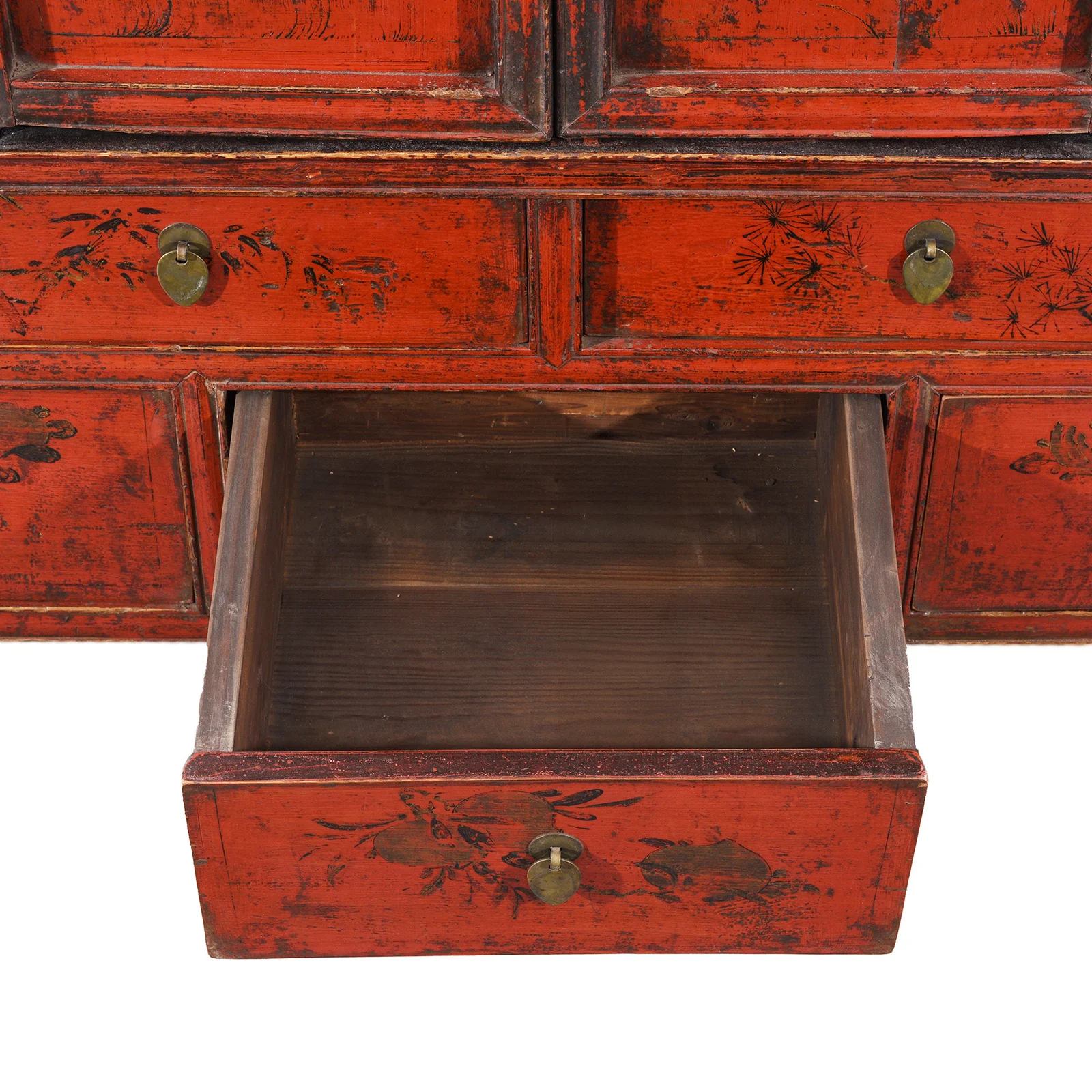 Chinese Red Lacquer Wedding Cabinet From Shanxi  -19th Century - Image 10