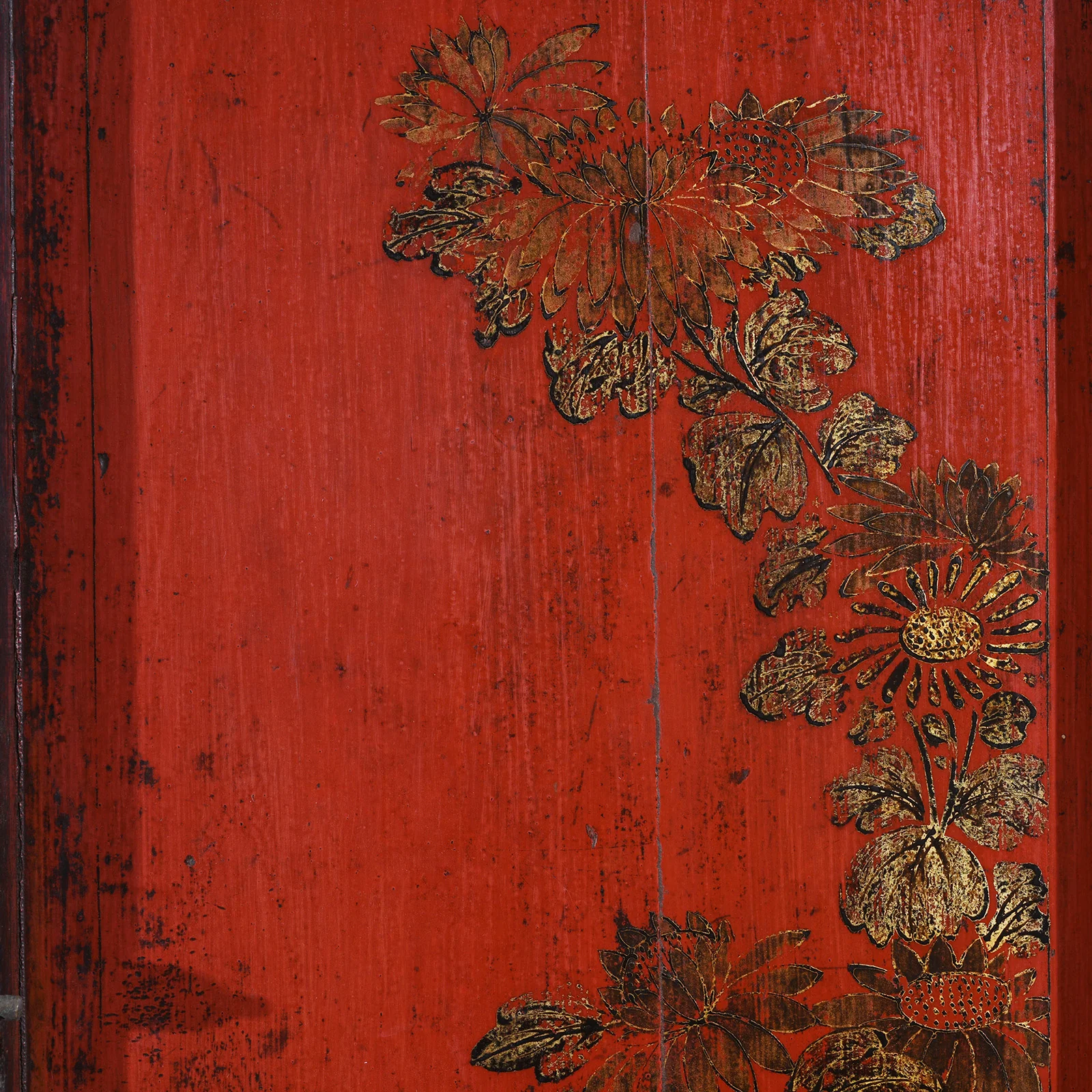 Chinese Red Lacquer Wedding Cabinet From Shanxi  -19th Century - Image 11