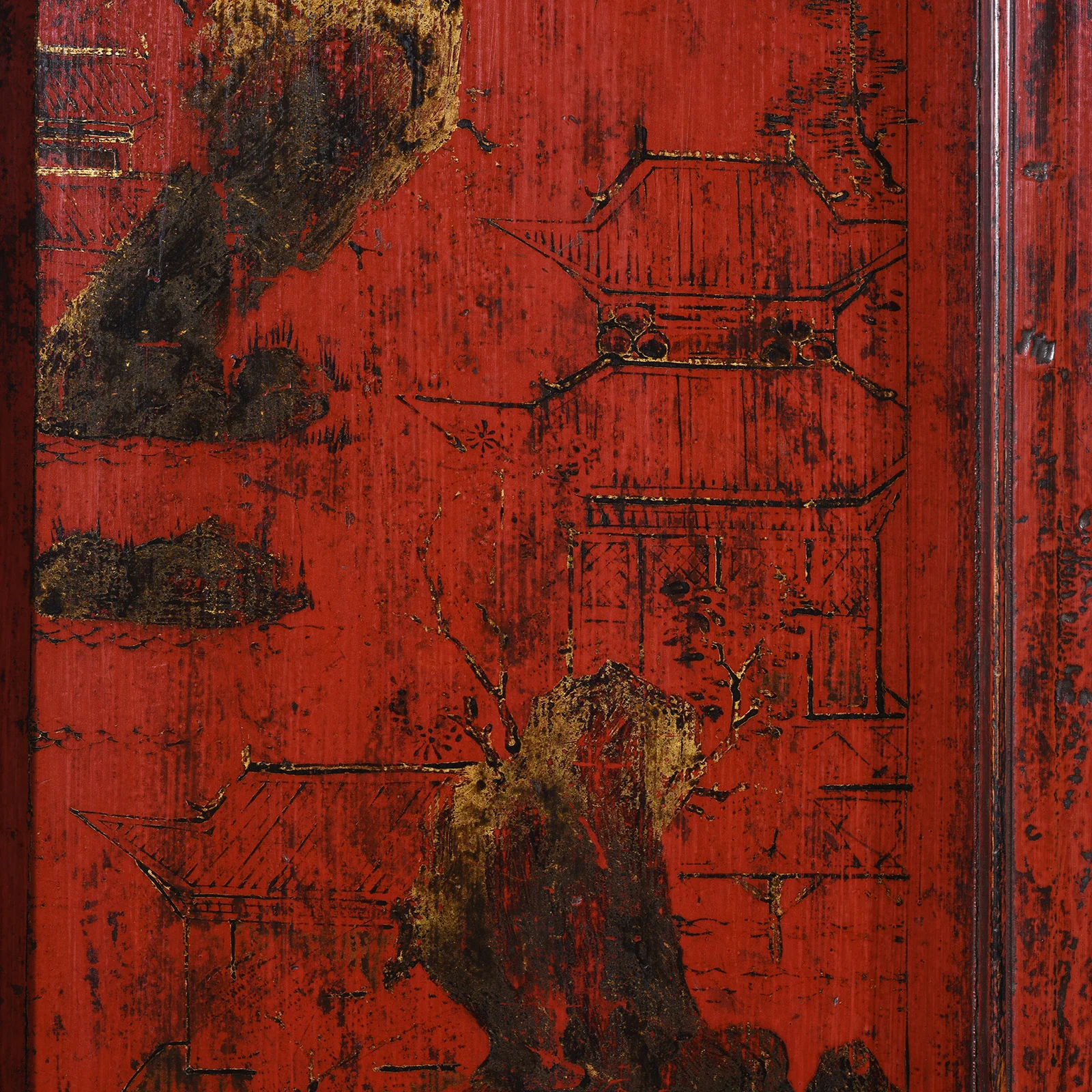 Chinese Red Lacquer Wedding Cabinet From Shanxi  -19th Century - Image 12