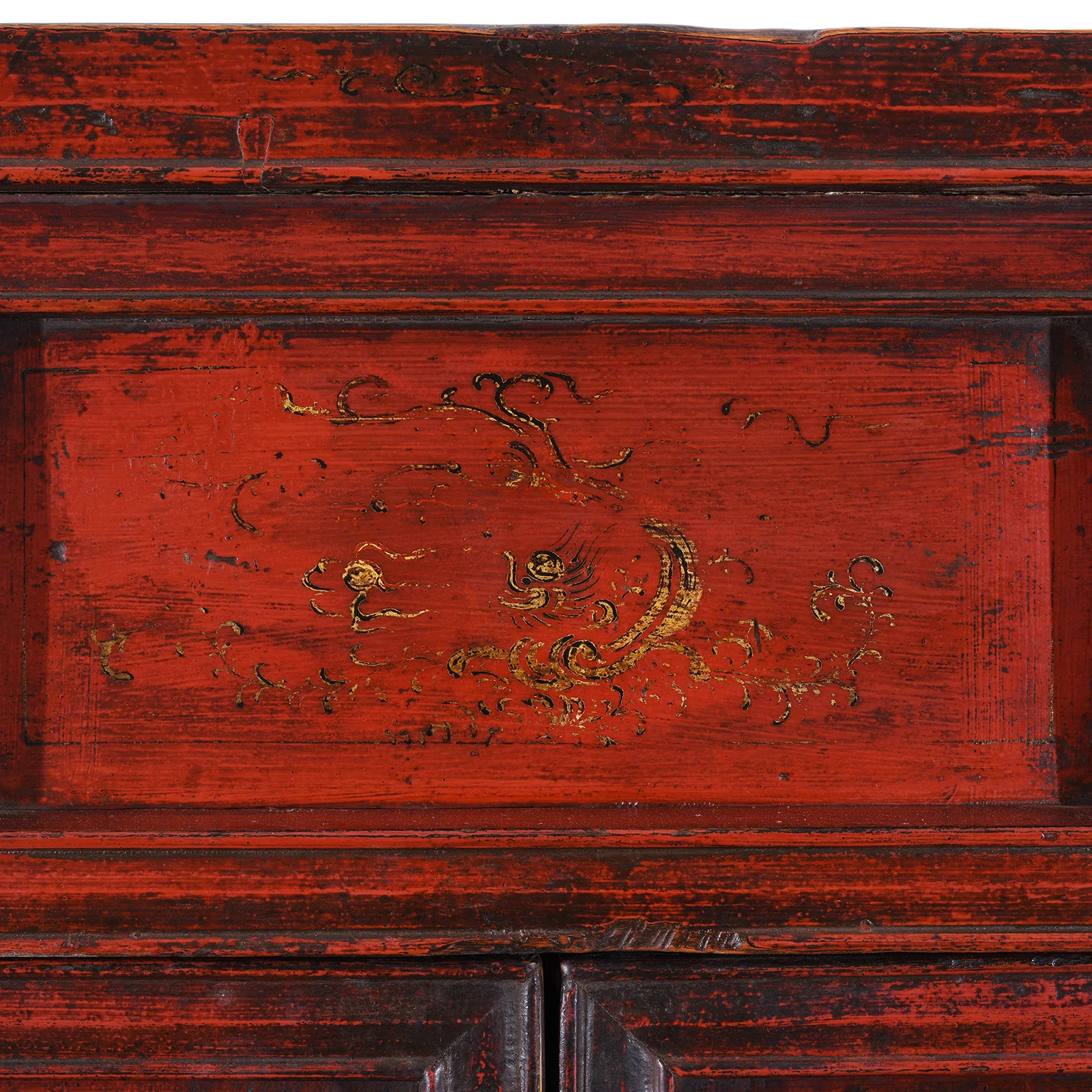 Chinese Red Lacquer Wedding Cabinet From Shanxi  -19th Century - Image 13
