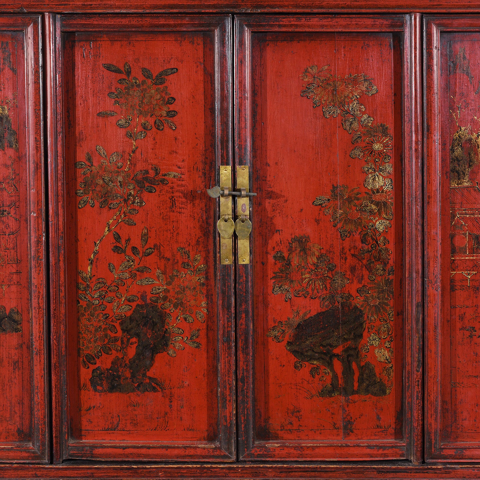 Chinese Red Lacquer Wedding Cabinet From Shanxi  -19th Century - Image 6