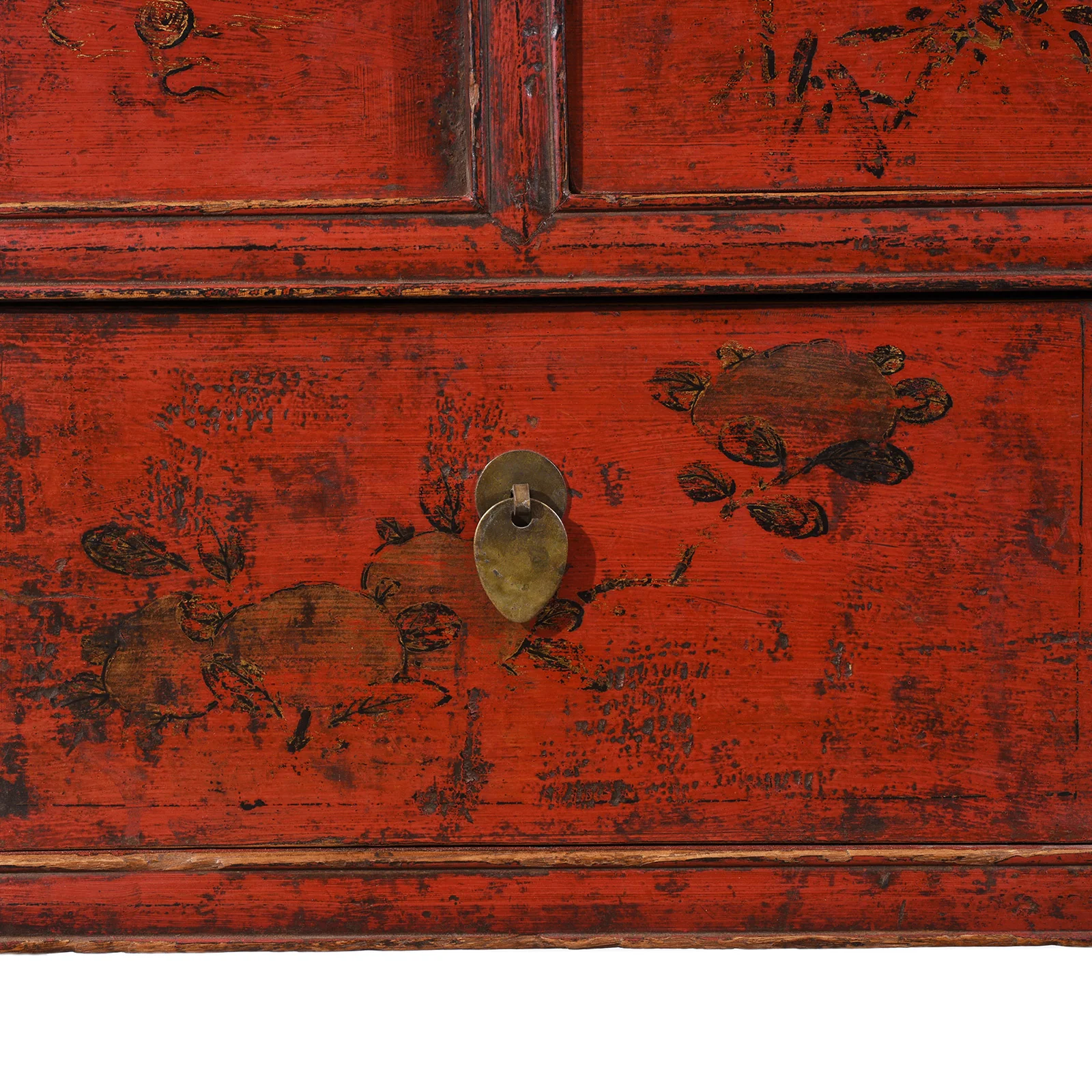 Chinese Red Lacquer Wedding Cabinet From Shanxi  -19th Century - Image 7