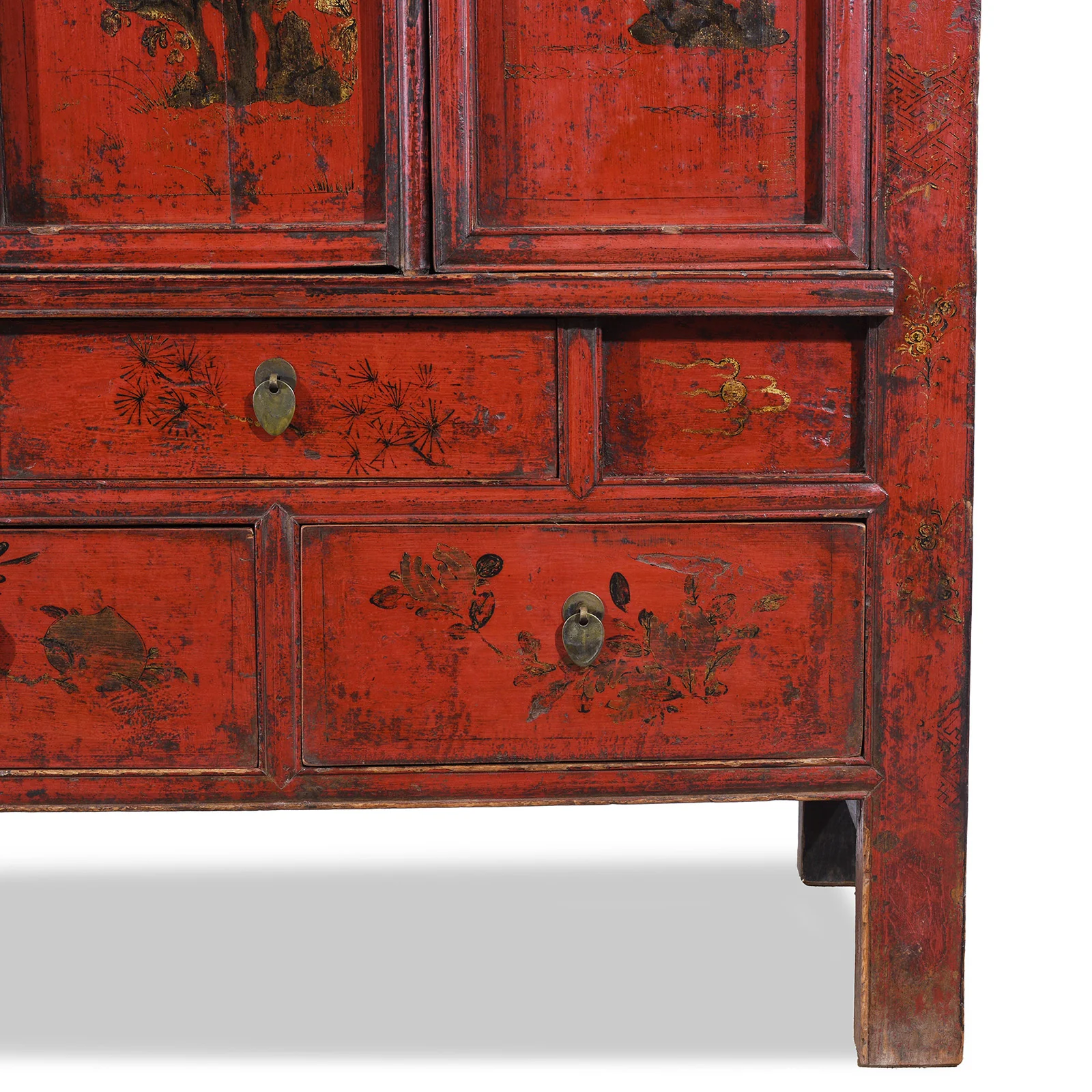 Chinese Red Lacquer Wedding Cabinet From Shanxi  -19th Century - Image 8