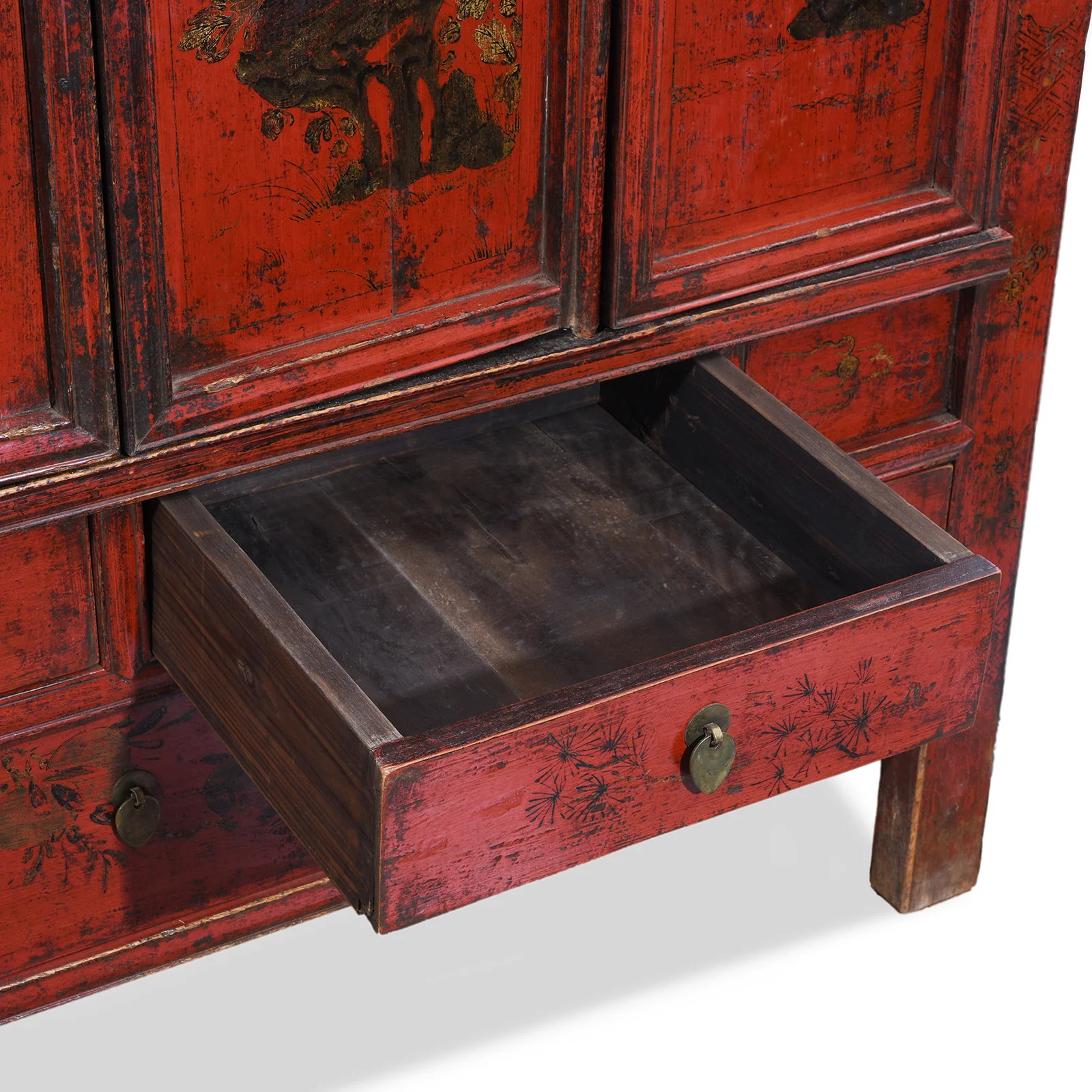 Chinese Red Lacquer Wedding Cabinet From Shanxi  -19th Century - Image 9