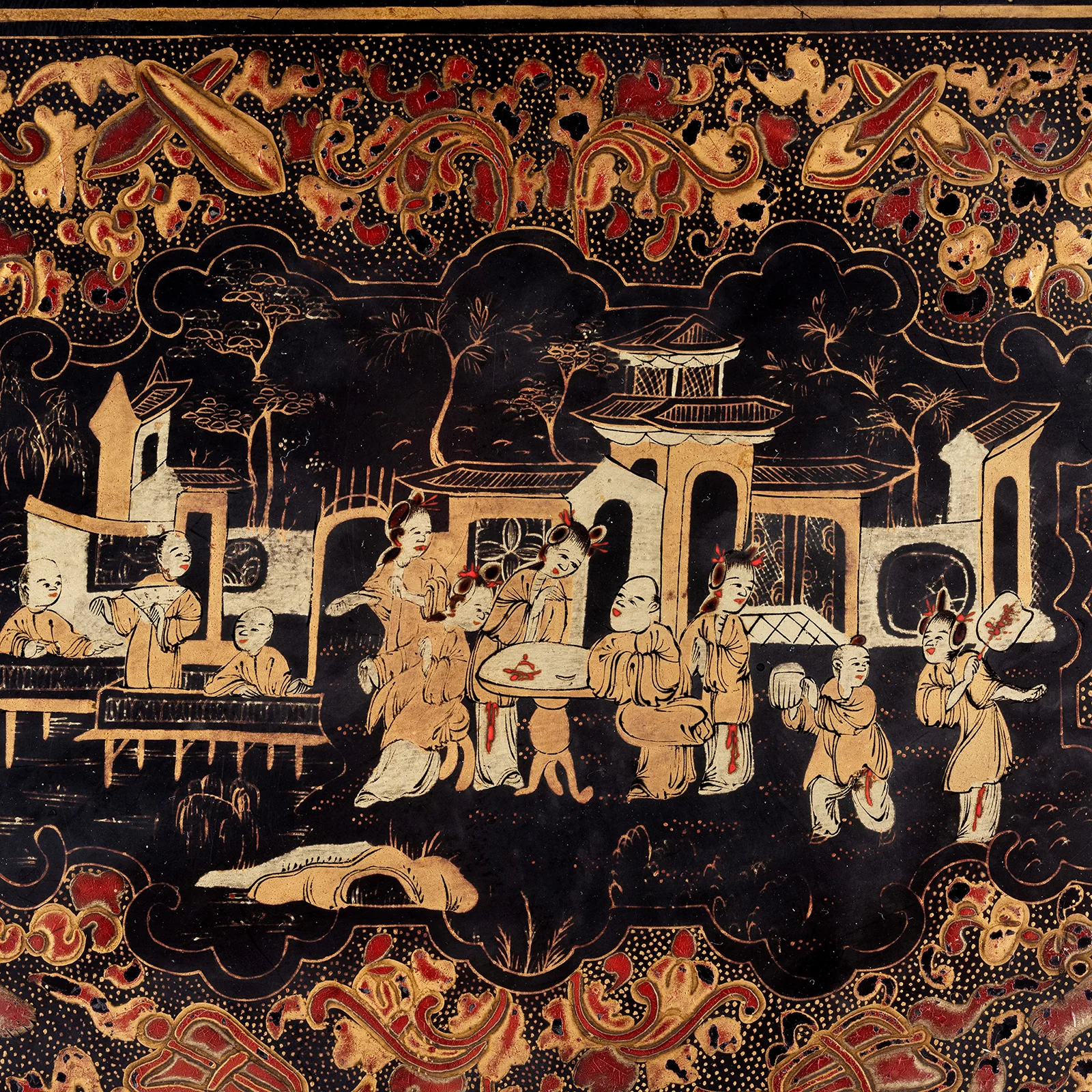 Canton Export Black Lacquer Sewing Box - Qing Dynasty - Image 10
