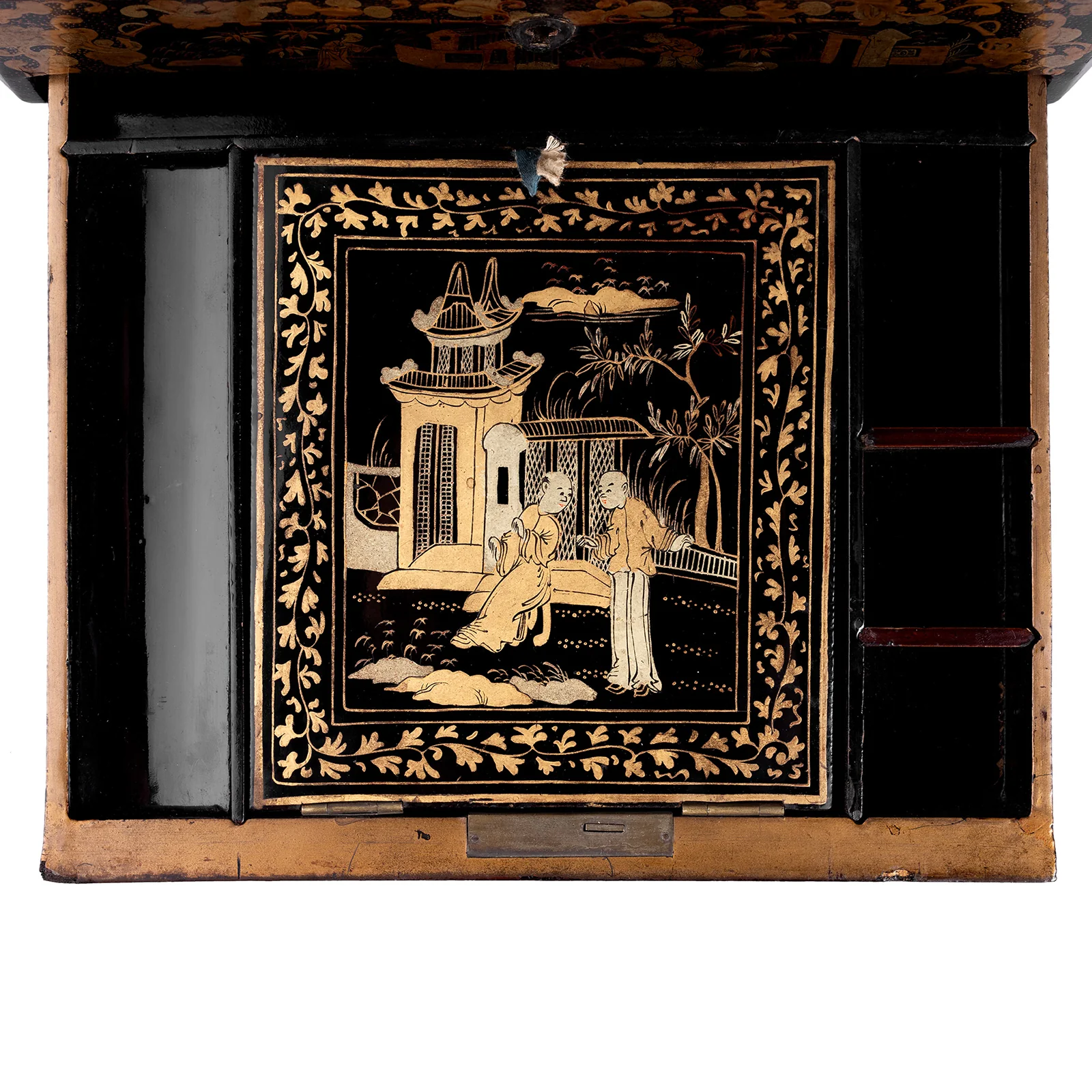 Canton Export Black Lacquer Sewing Box - Qing Dynasty - Image 7