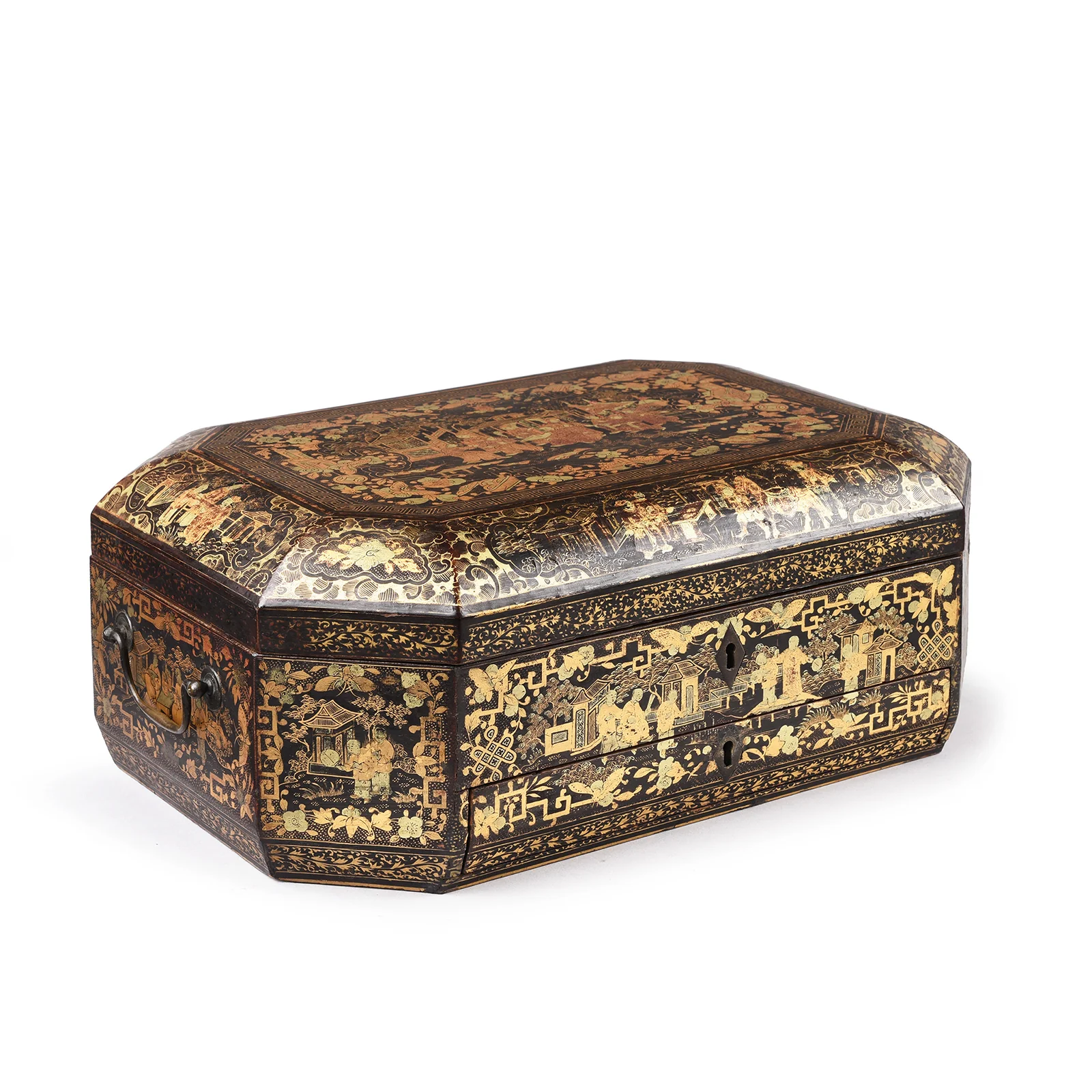 Gilt Black Lacquer Chinese Export Sewing Box - Early 19th Century - Image 2