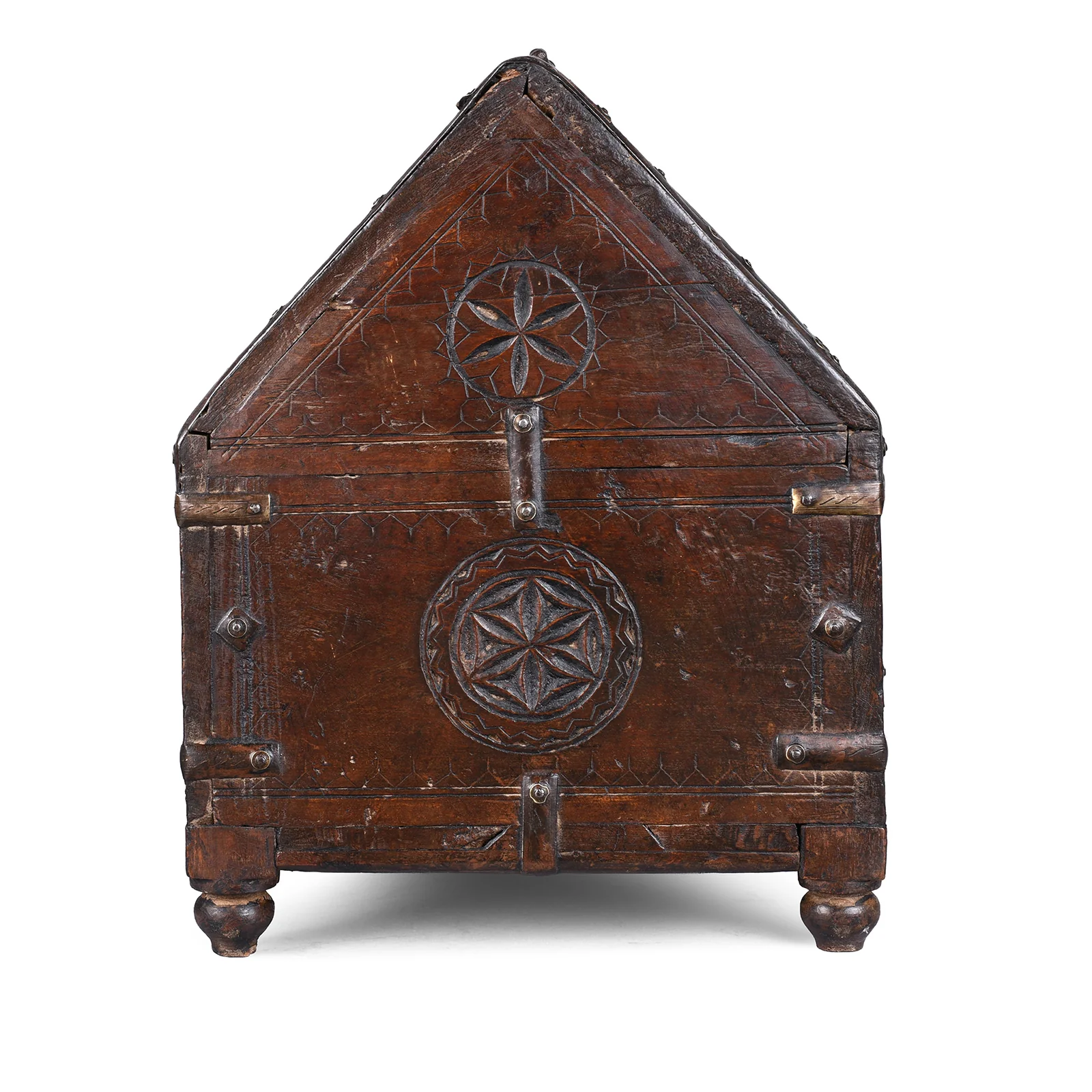 Chip Carved Dowry Hut Box From Jaisalmer - 19th Century - Image 4