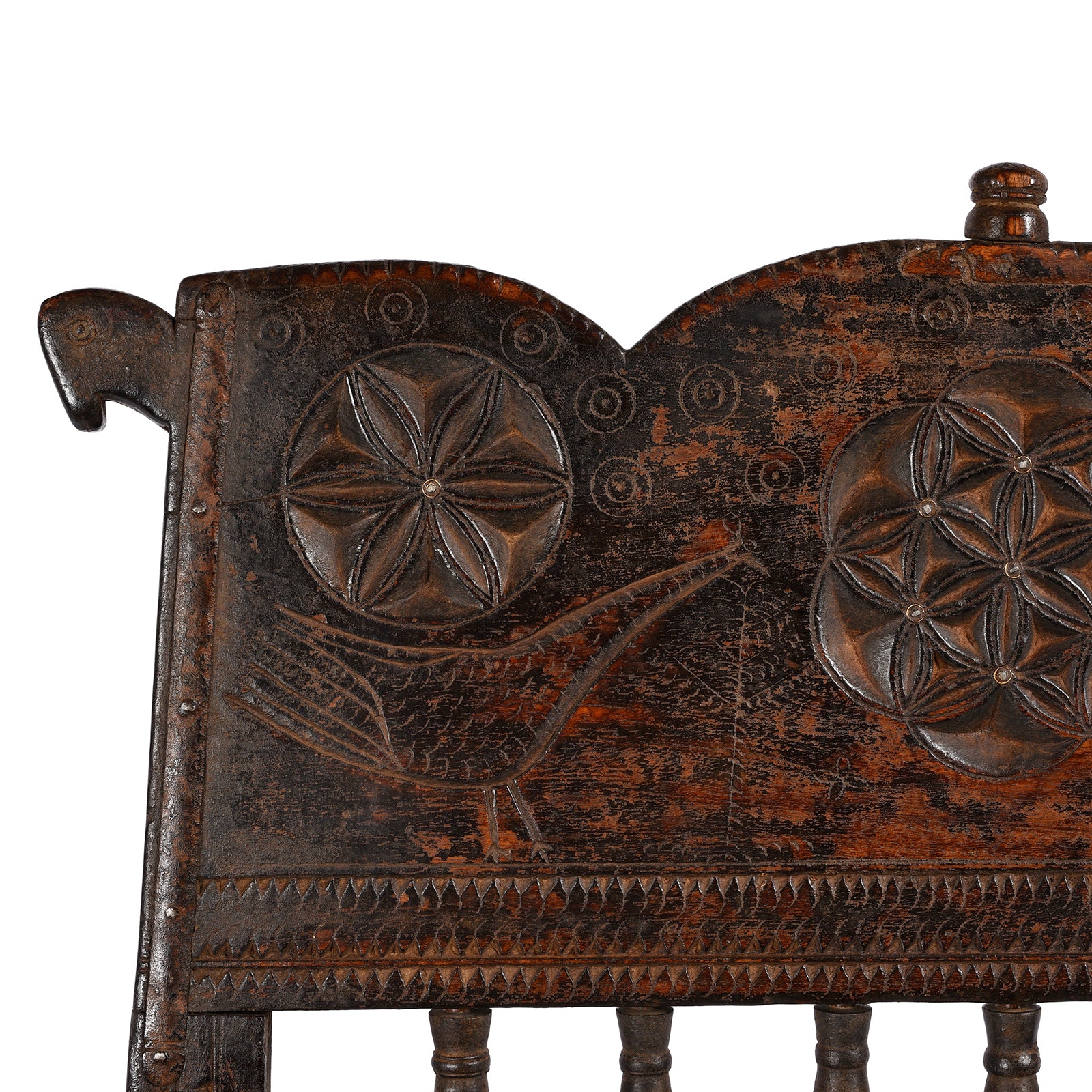 Chip Carved Low Pidha Chair From Shekhawati - 19th Century - Image 5