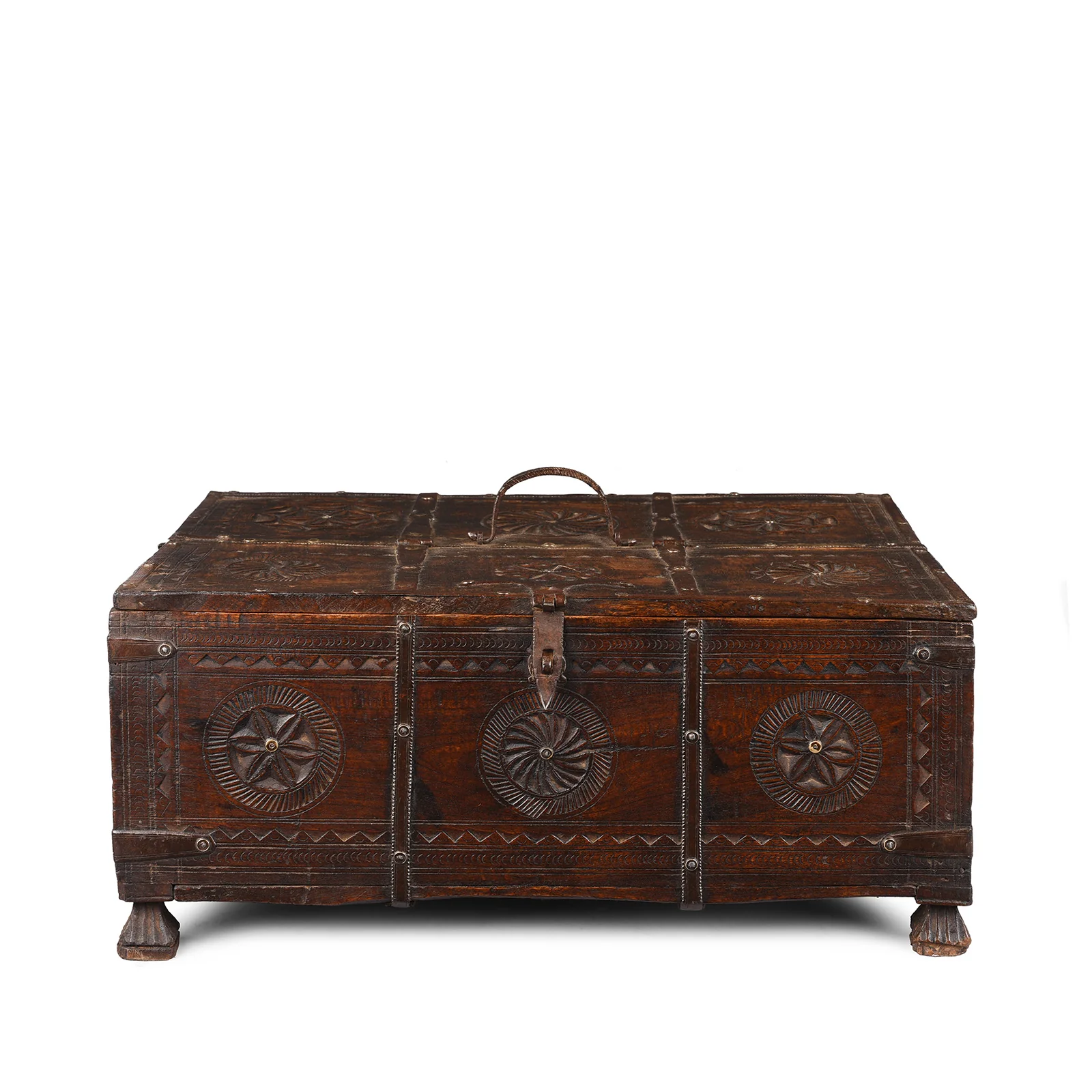 Chip Carved Merchants Box From Rajasthan - 19th Century