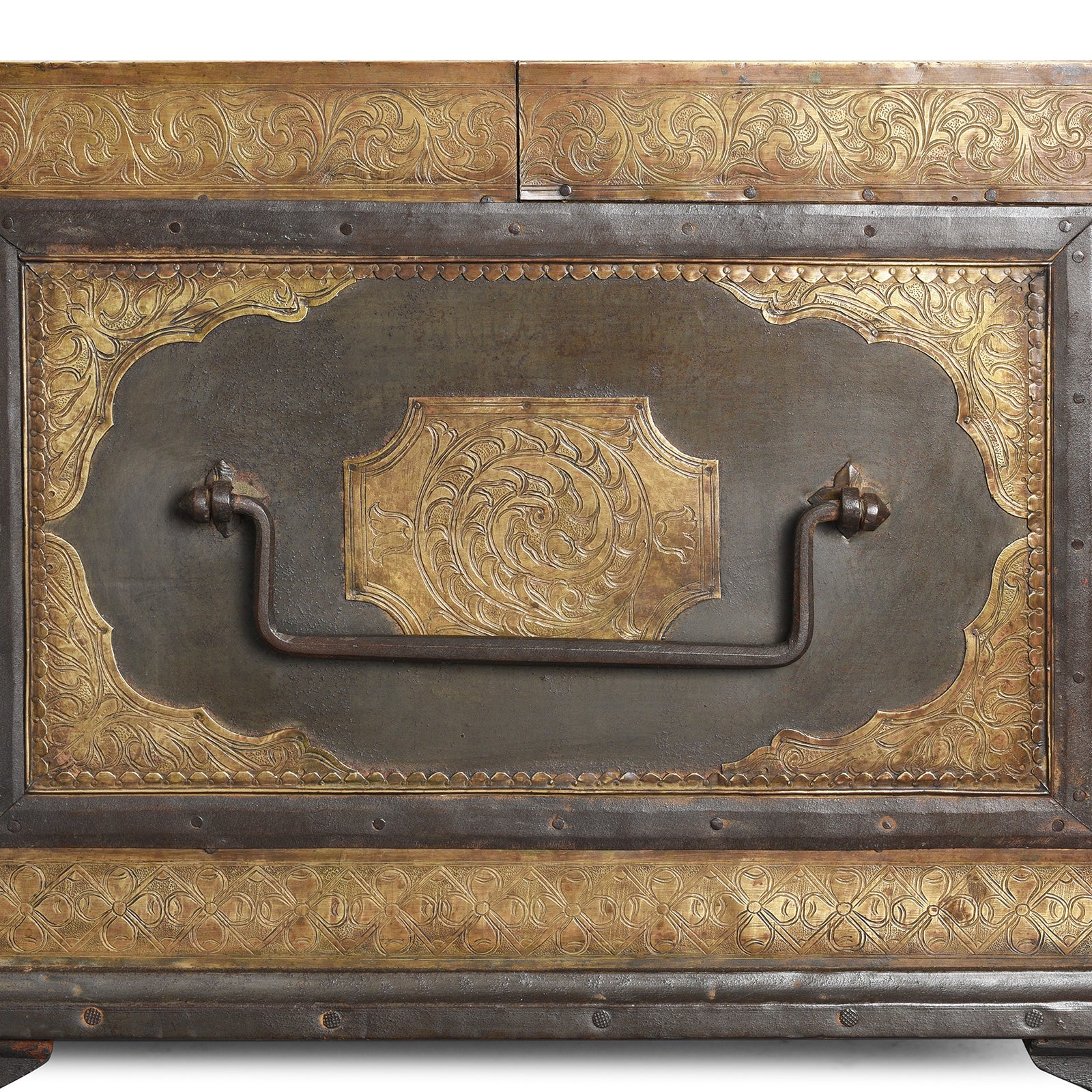 Brass & Iron Trousseau Box From Shekhawati - 19th Century - Image 6