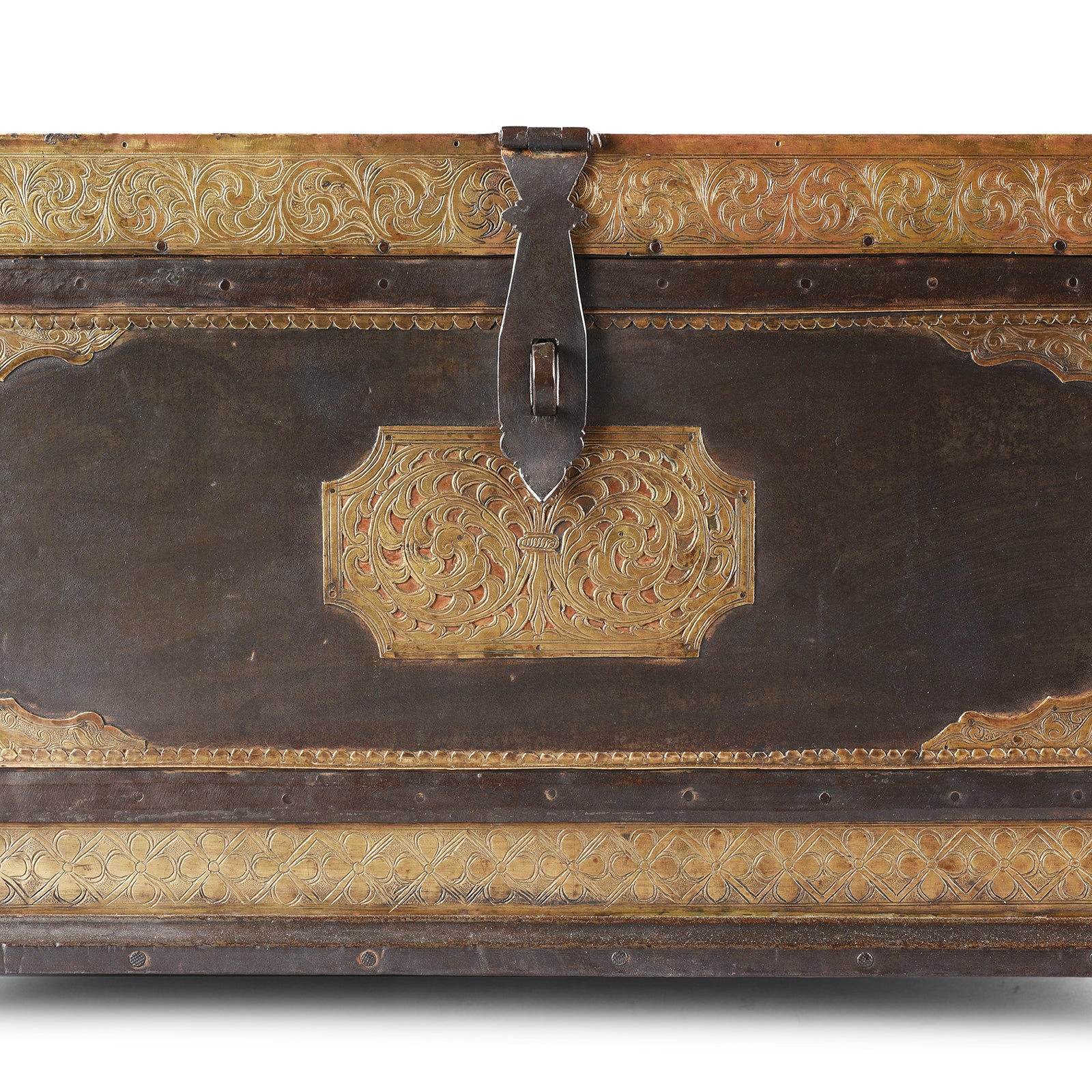 Brass & Iron Trousseau Box From Shekhawati - 19th Century - Image 7