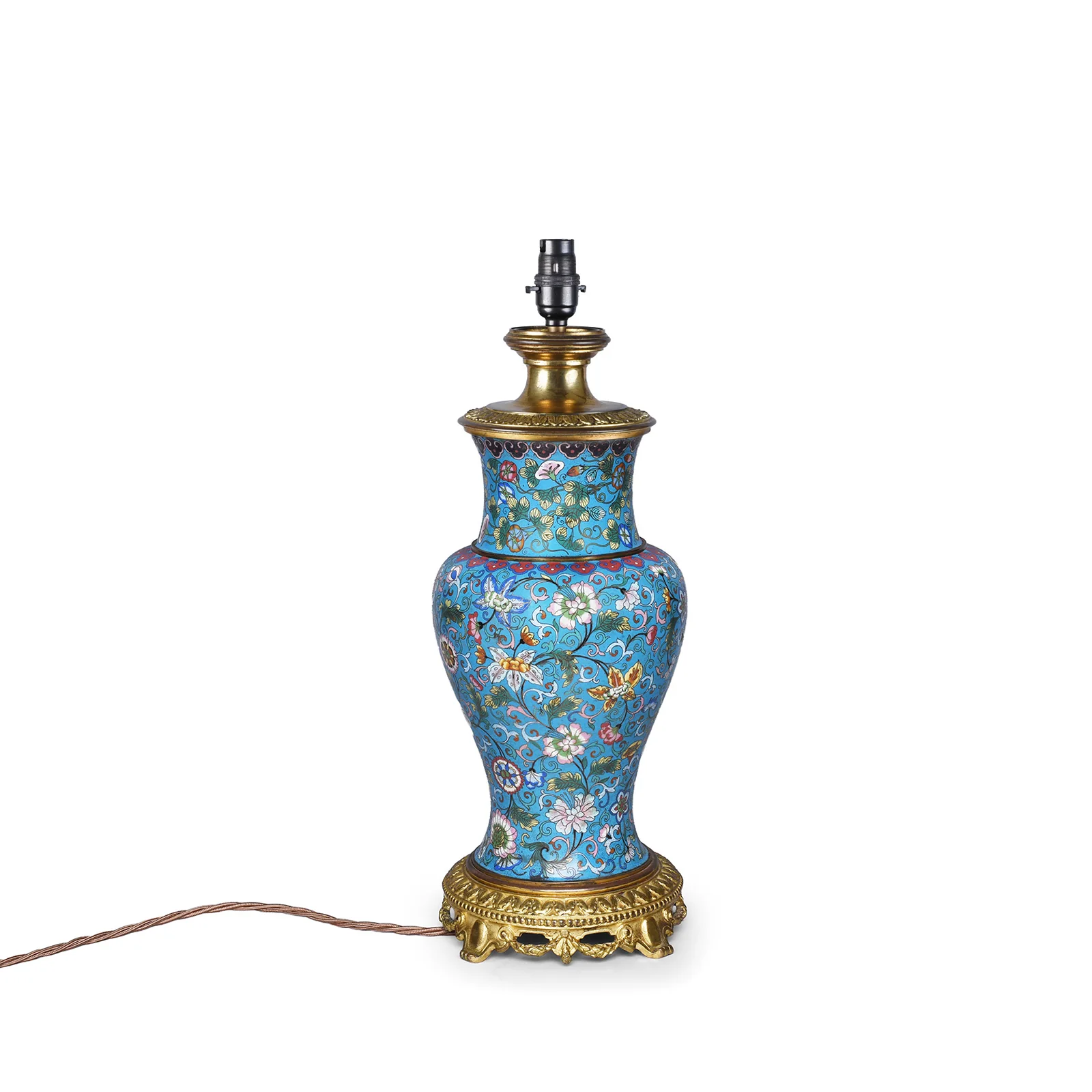 Cloisonne Baluster Vase Lamp - Late Qing Dynasty