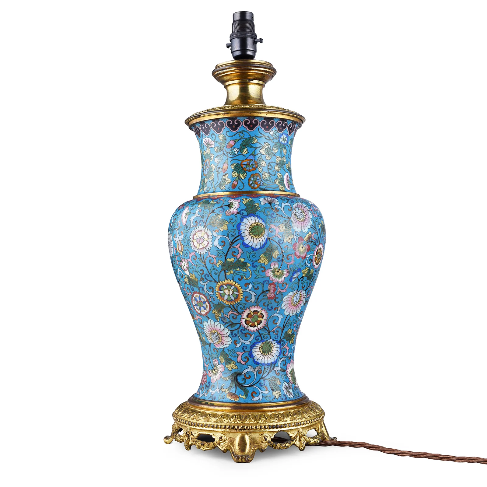 Cloisonne Baluster Vase Lamp - Late Qing Dynasty - Image 5