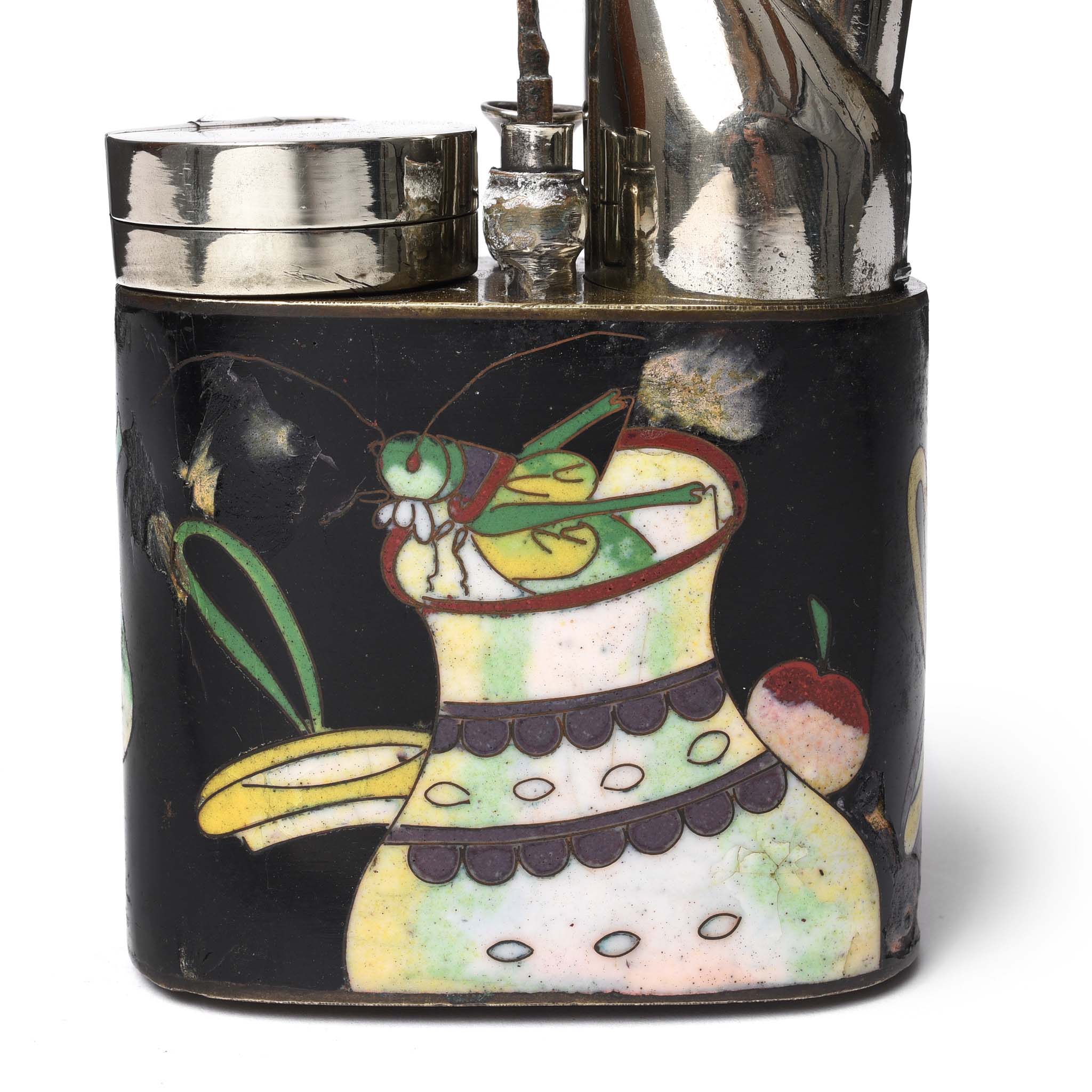 Cloisonne & Paktong Chinese Water Pipe - Ca 1900 - Image 4