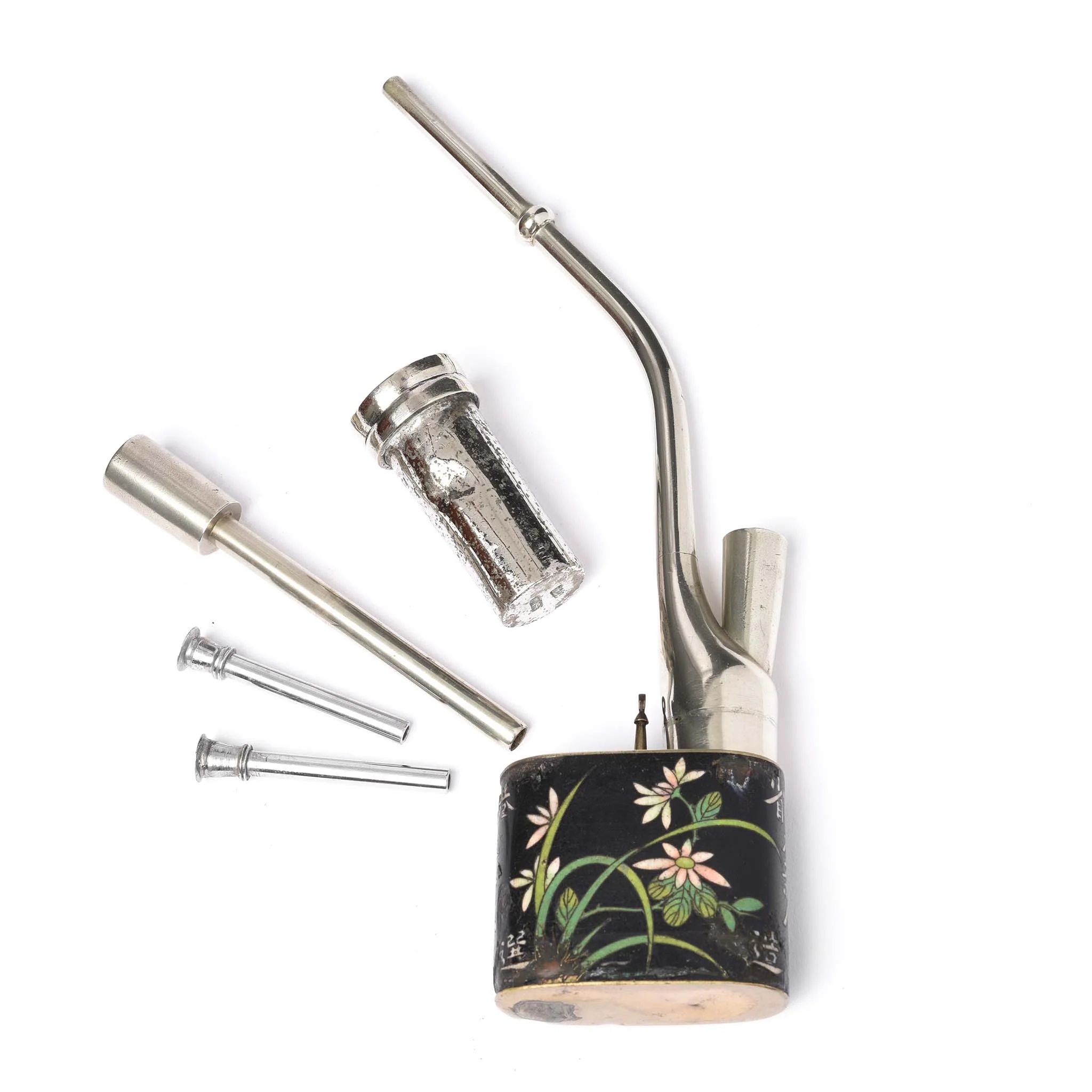 Cloisonne & Paktong Chinese Water Pipe - Ca 1900 - Image 2