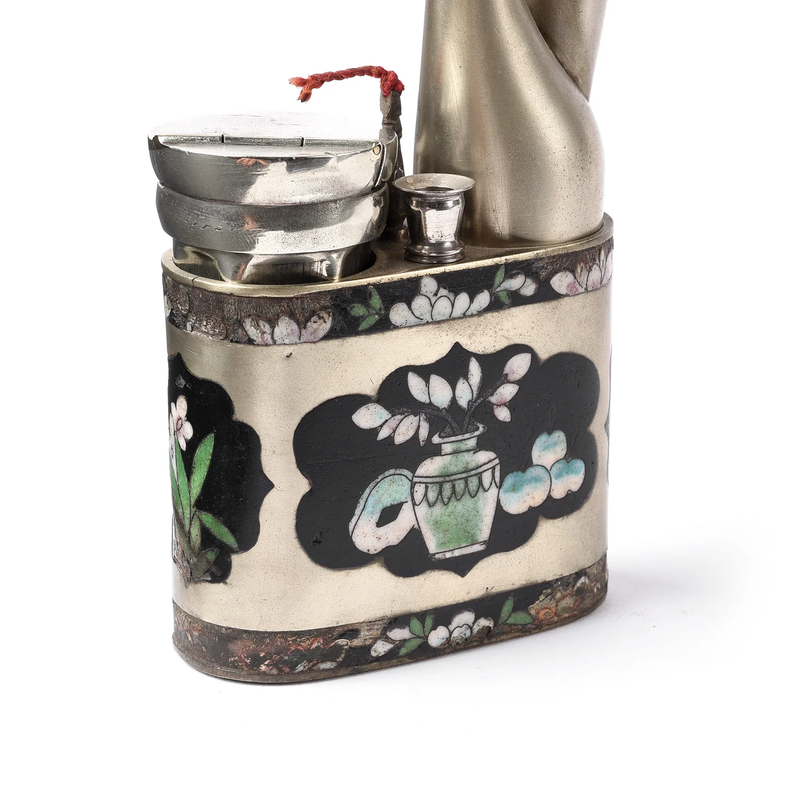 Cloisonne & Paktong Chinese Water Pipe - Ca 1900 - Image 4