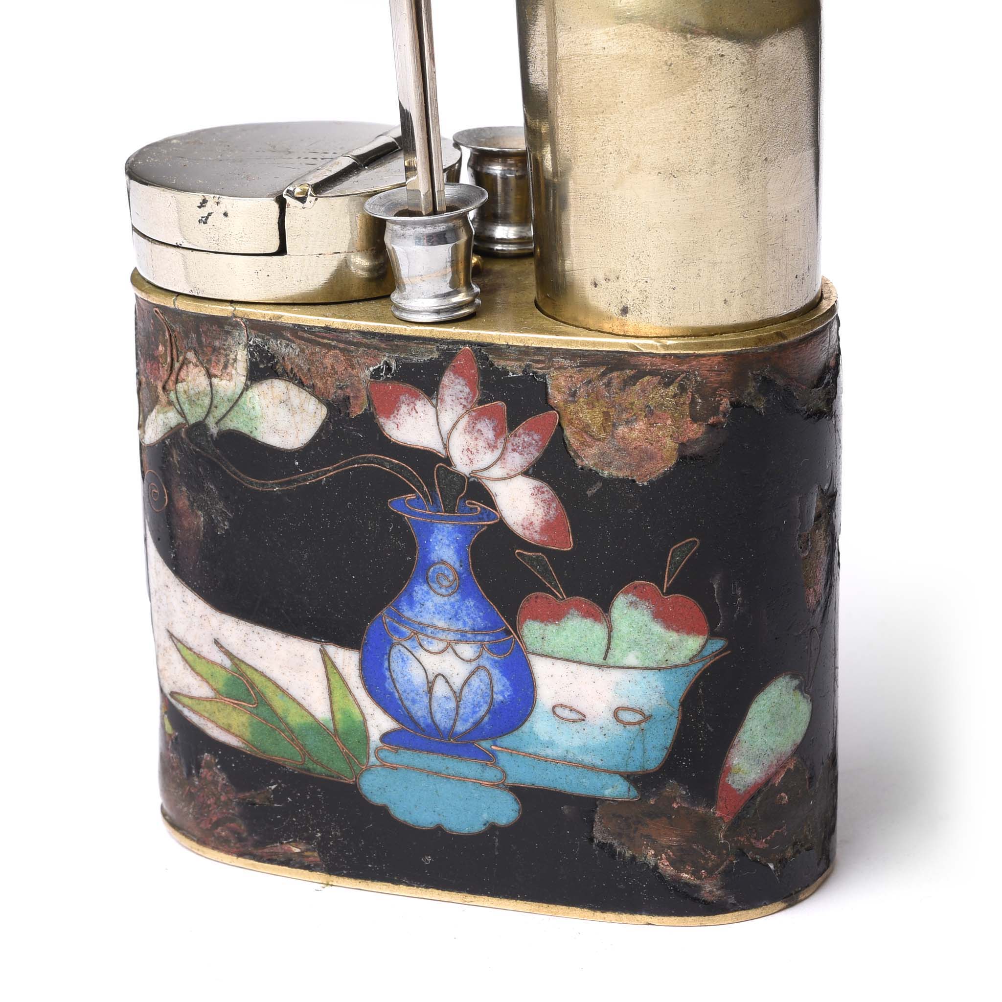 Cloisonne & Paktong Chinese Water Pipe - Ca 1900 - Image 4