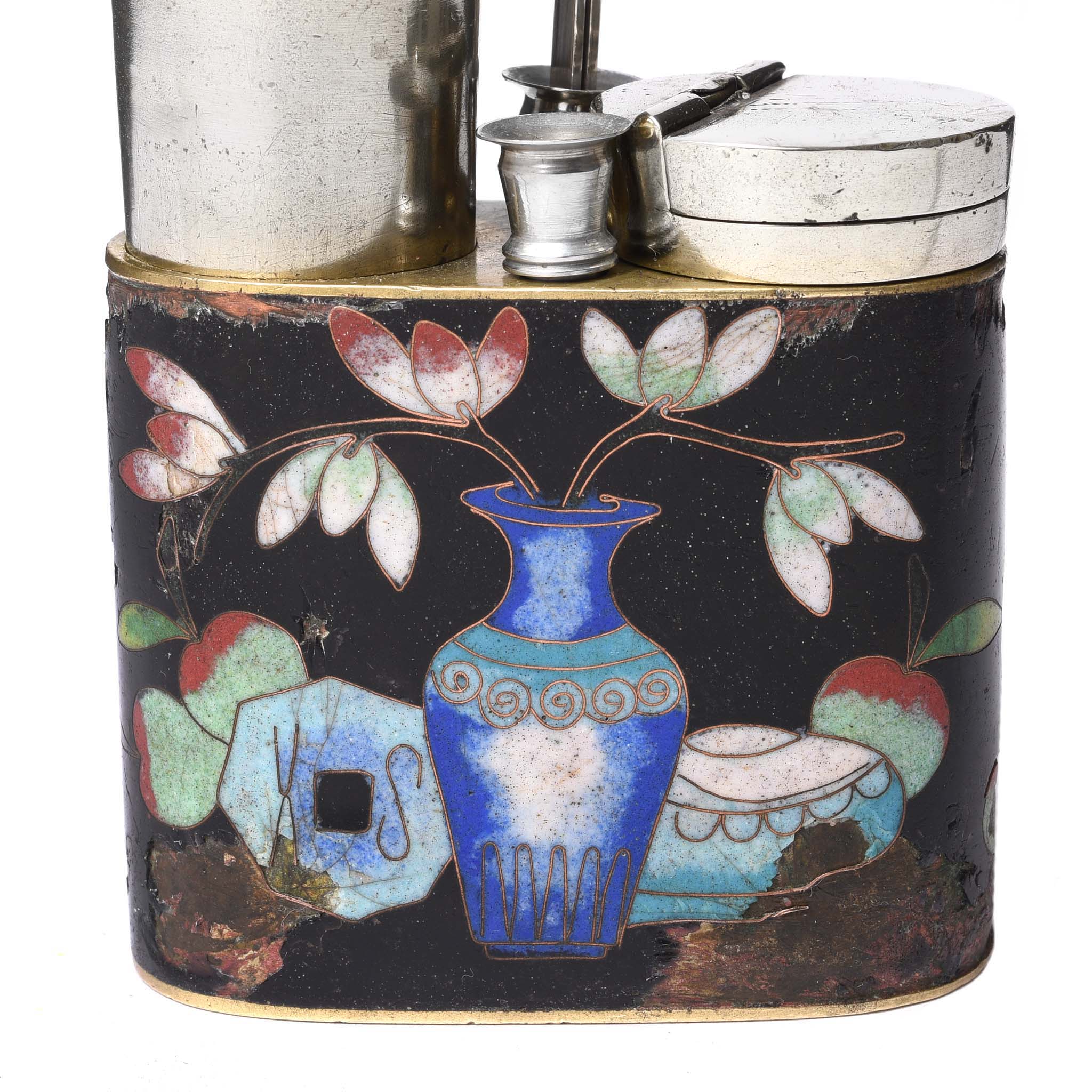 Cloisonne & Paktong Chinese Water Pipe - Ca 1900 - Image 5