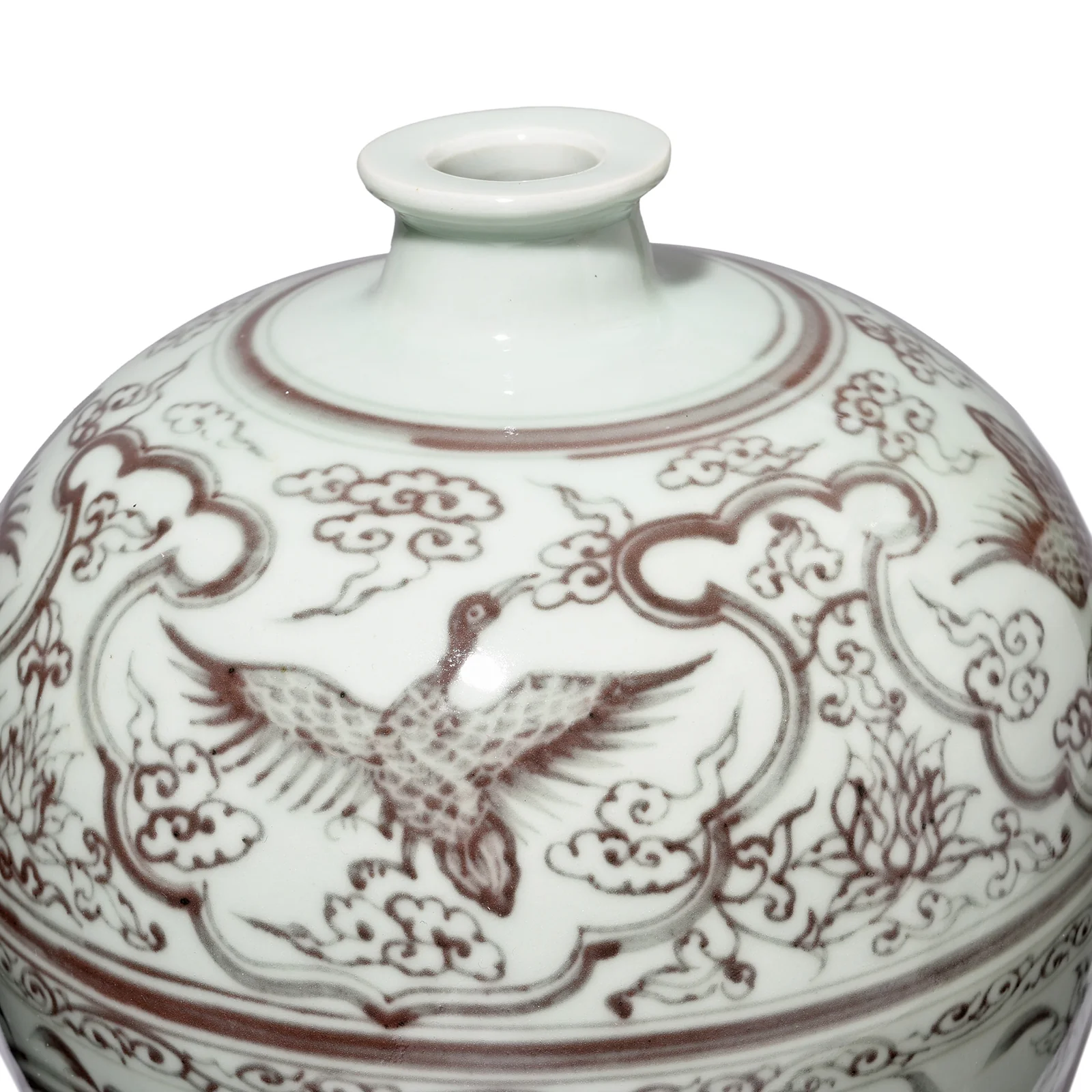 Copper Red Porcelain Meiping Vase - Phoenix - Image 3
