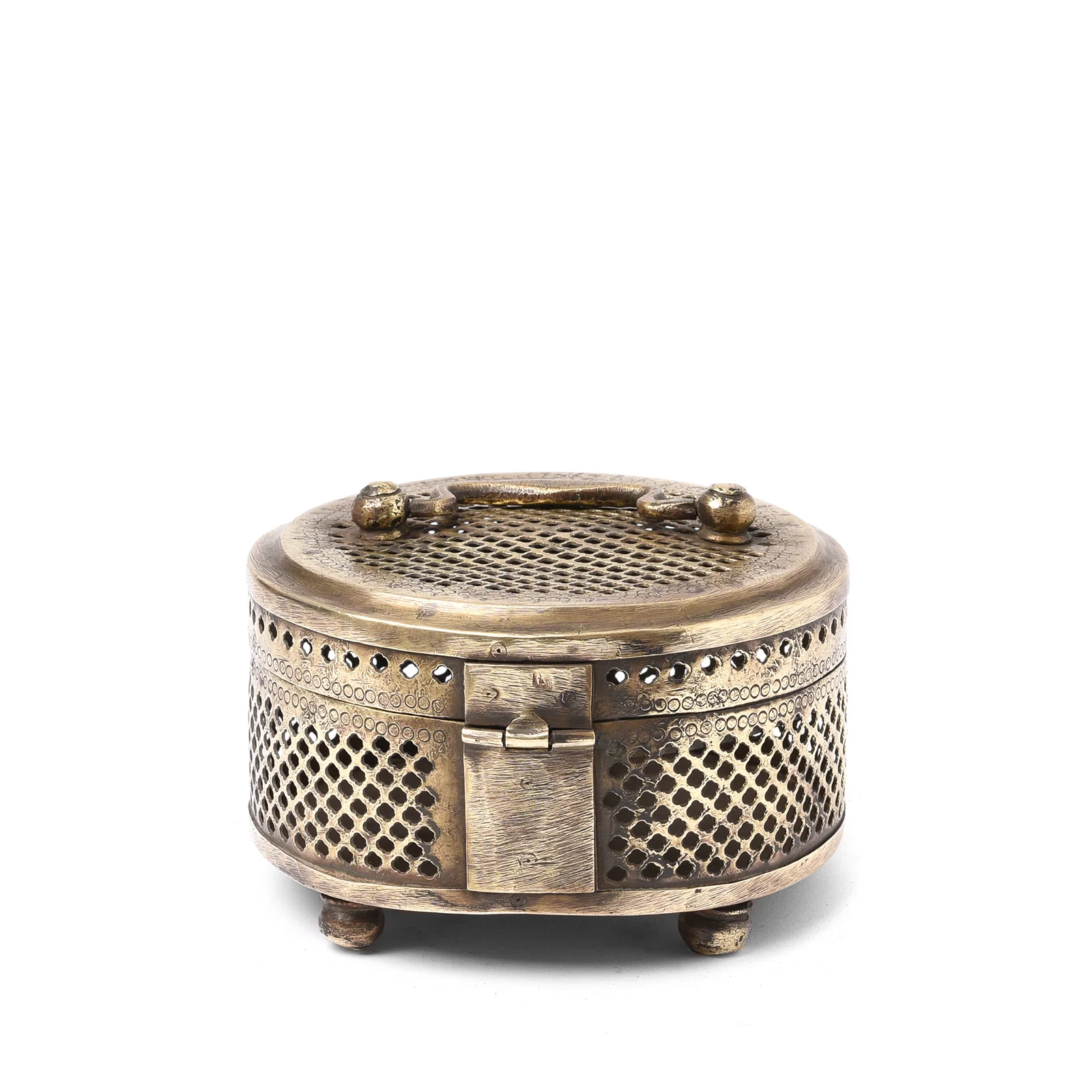 Brass Jali Work Paan Box From India - Early 20th Century - Image 4