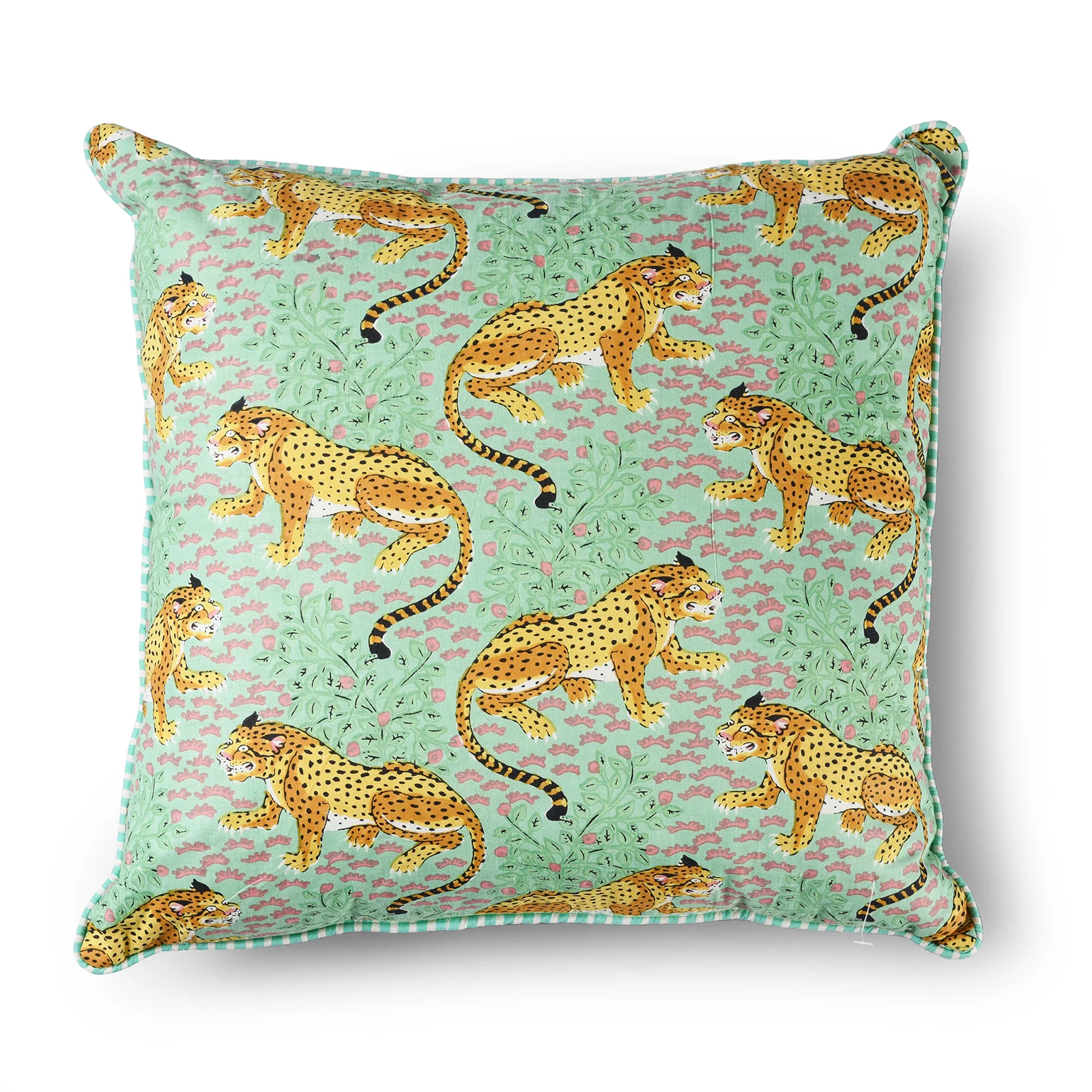 Cotton Leopard Design Cushion Cover with Pad