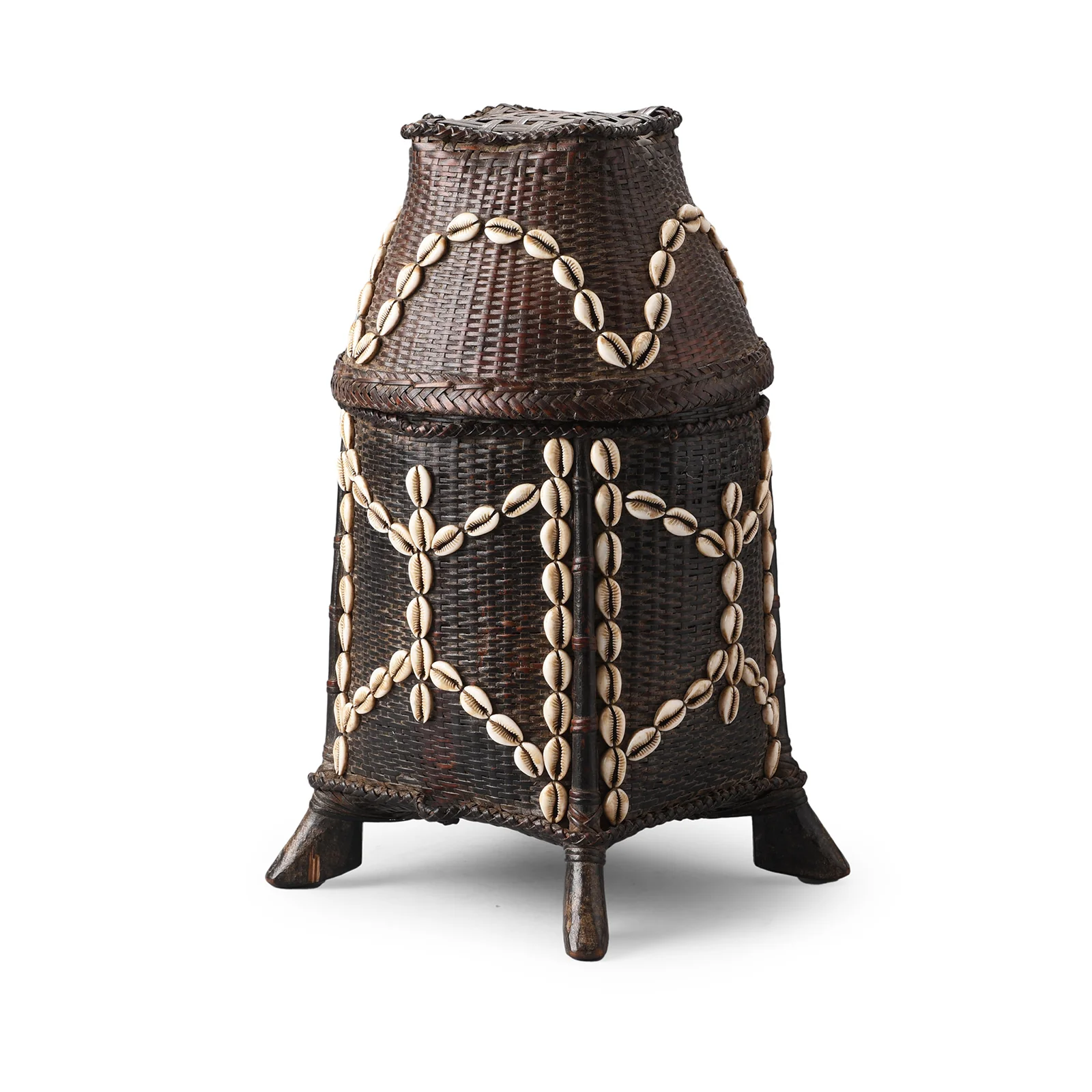 Vintage Tribal Cowrie Shell Basket - From Nagaland - Ca 1930 - Image 2