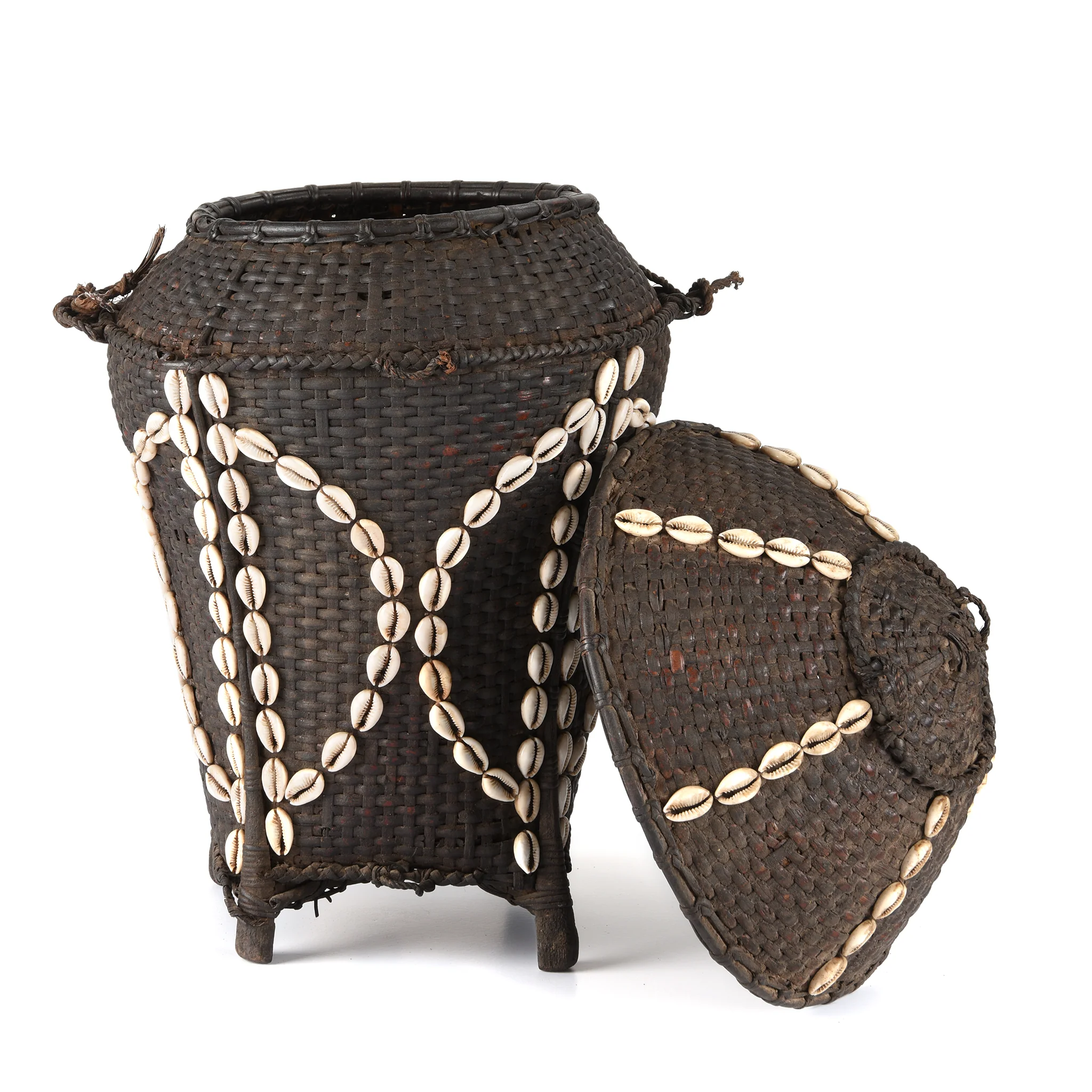 Cowrie Decorated Tribal Basket From Nagaland - Ca 1930 - Image 3