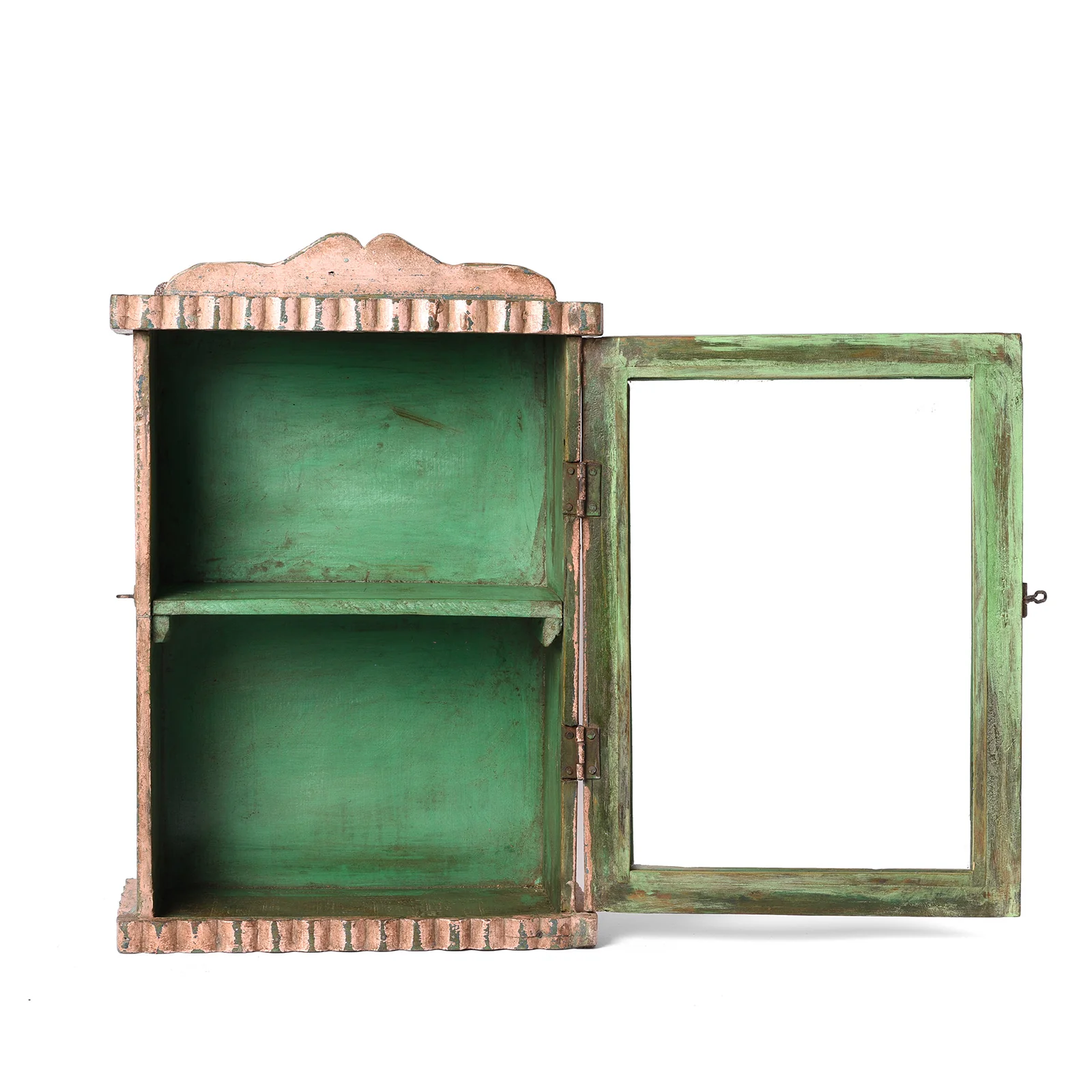 Painted Teak Glazed Wall Cabinet - Ca 1930 - Image 3