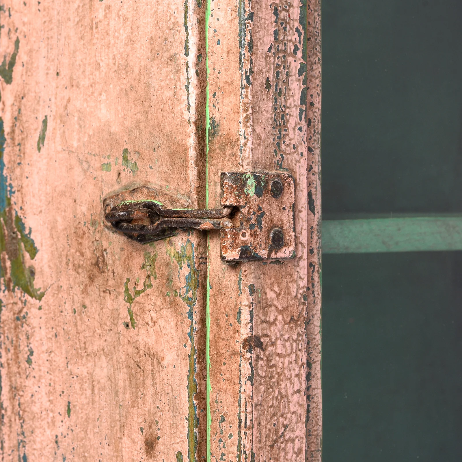 Painted Teak Glazed Wall Cabinet - Ca 1930 - Image 4