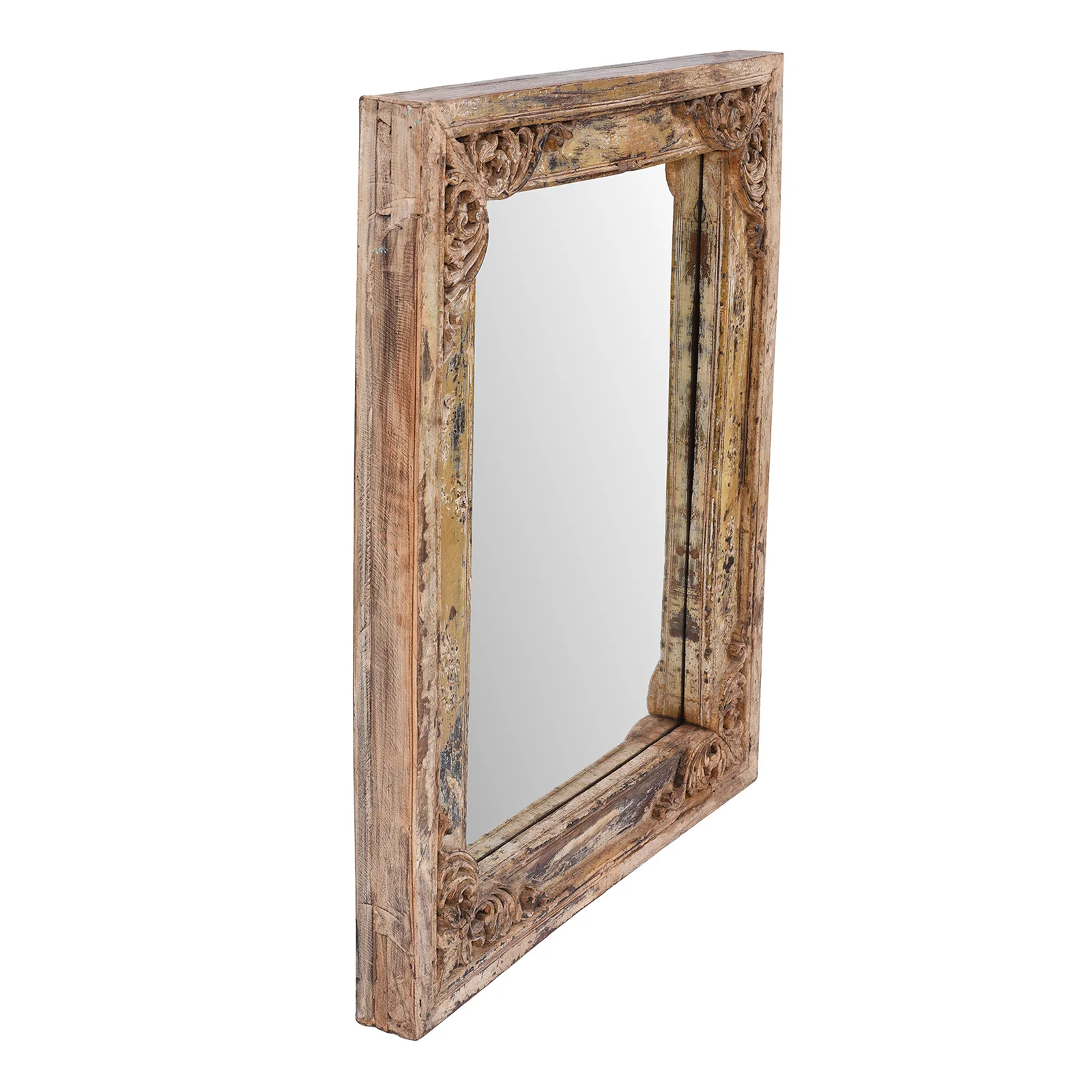 Cream Painted Carved Teak Mirror - 19th Century - Image 4