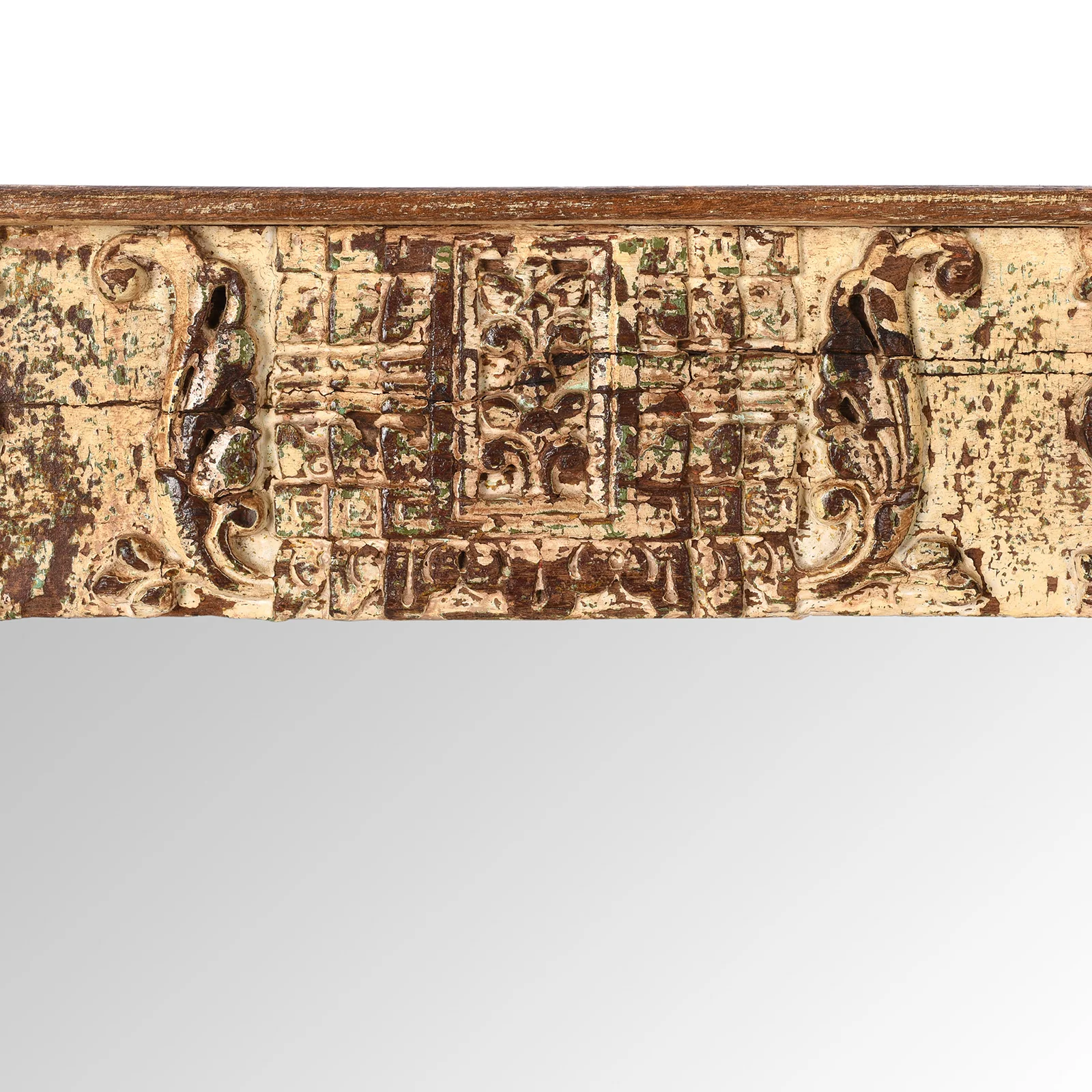 Cream Painted Mirror Made From Old Architectural Teak (66 x 95 cm) - Image 4