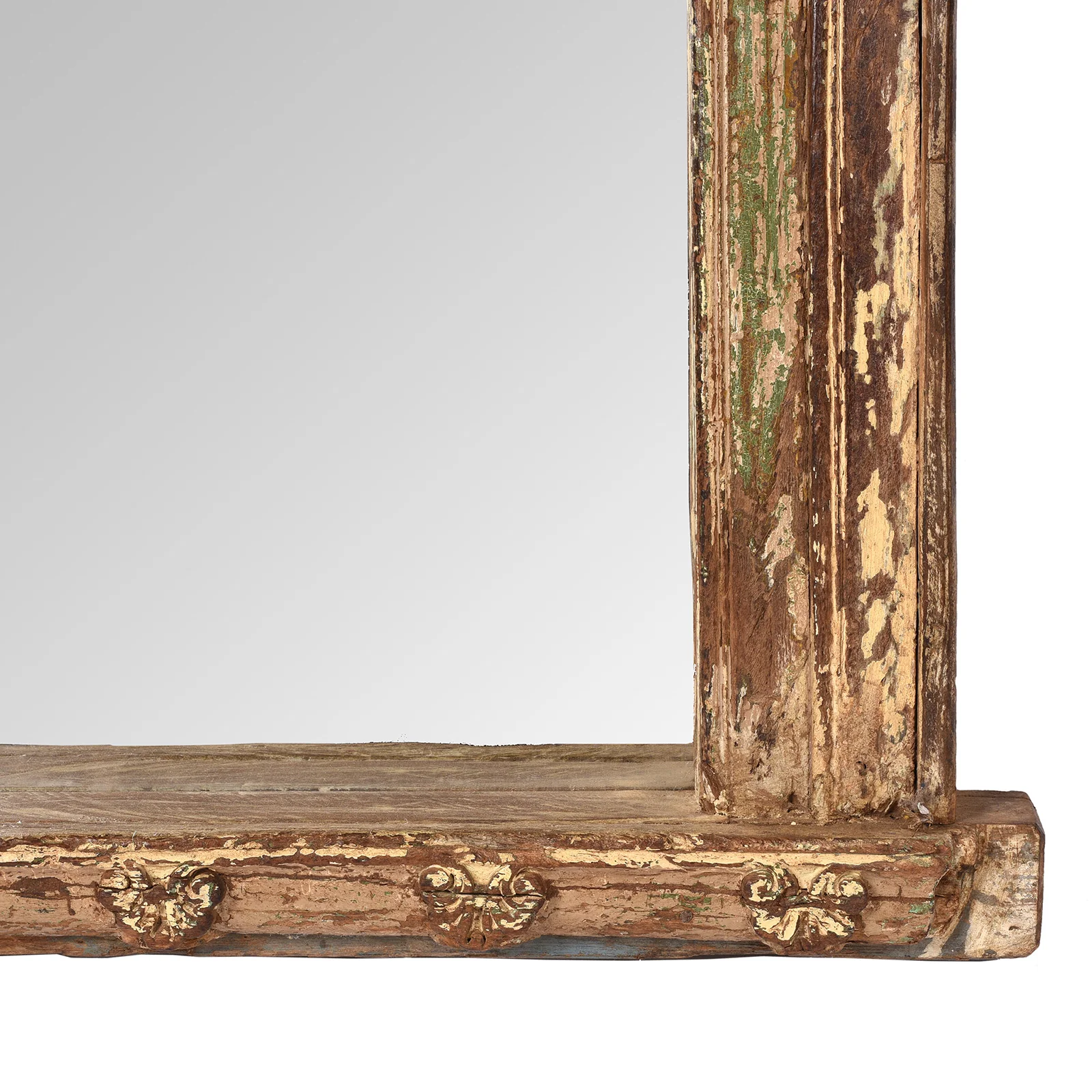 Cream Painted Mirror Made From Old Architectural Teak (66 x 95 cm) - Image 5