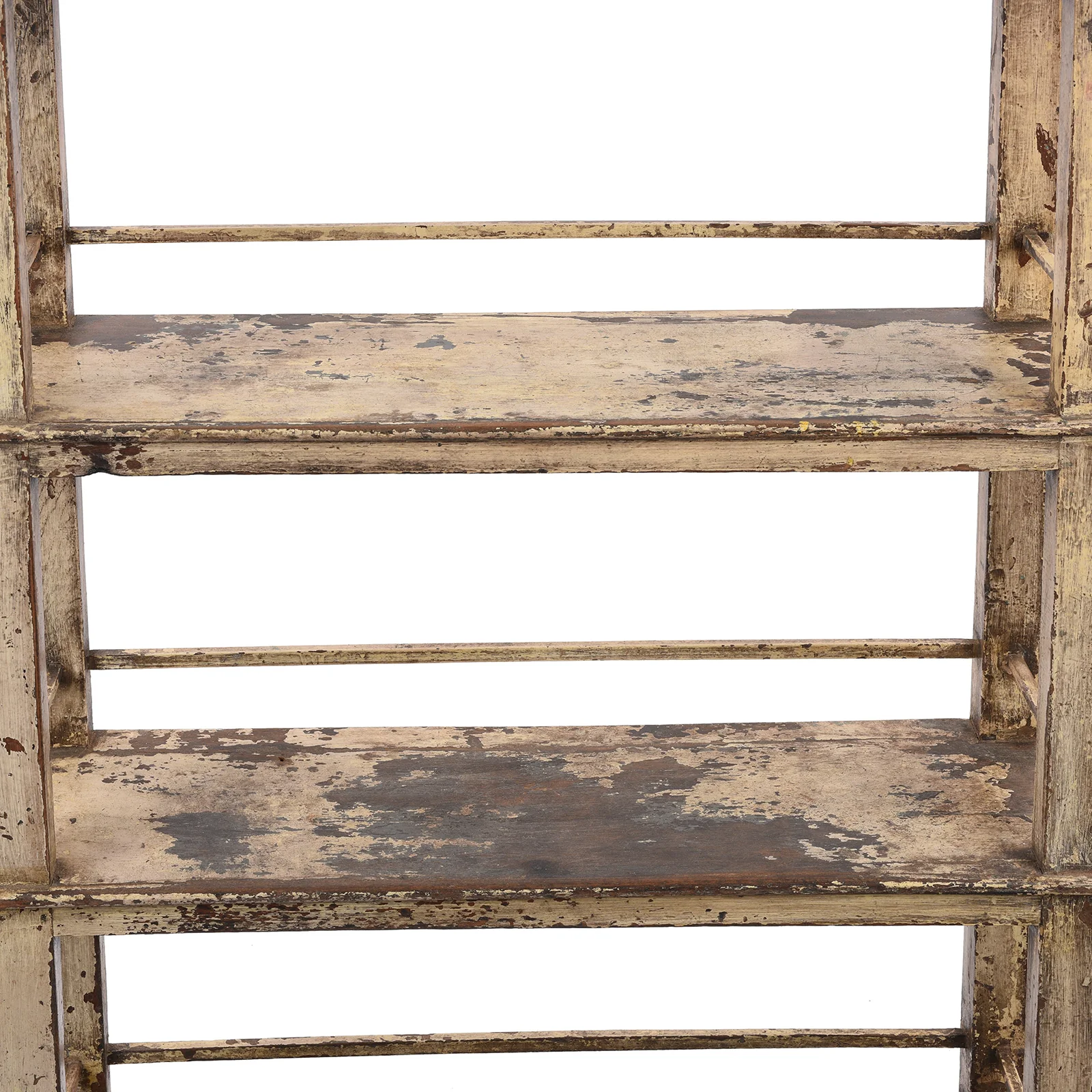 Vintage Cream Painted Teak Shelf From Gujarat - Ca 1930 - Image 4