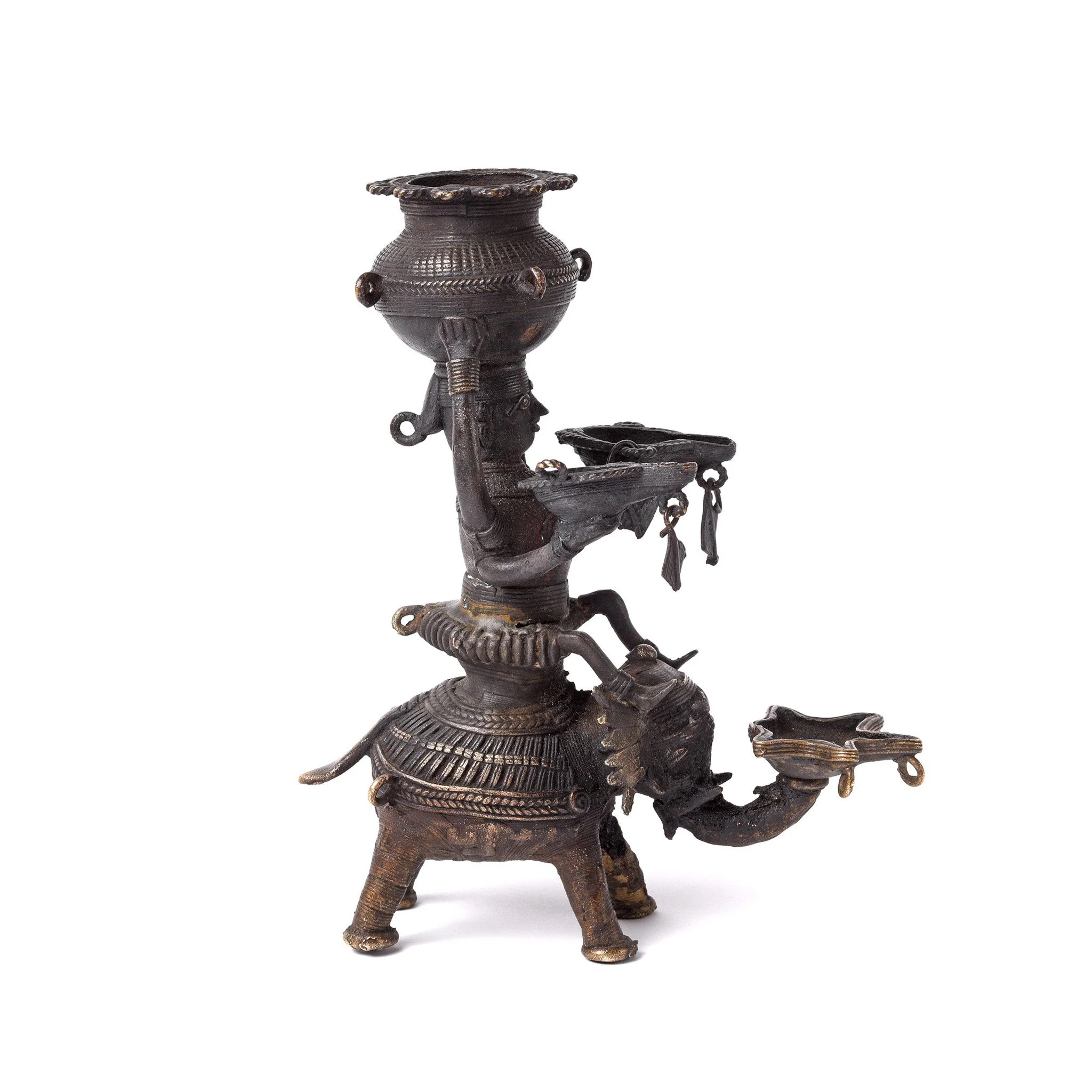 Lakshmi Riding an Elephant Oil Lamp - Early 19thC - Image 4