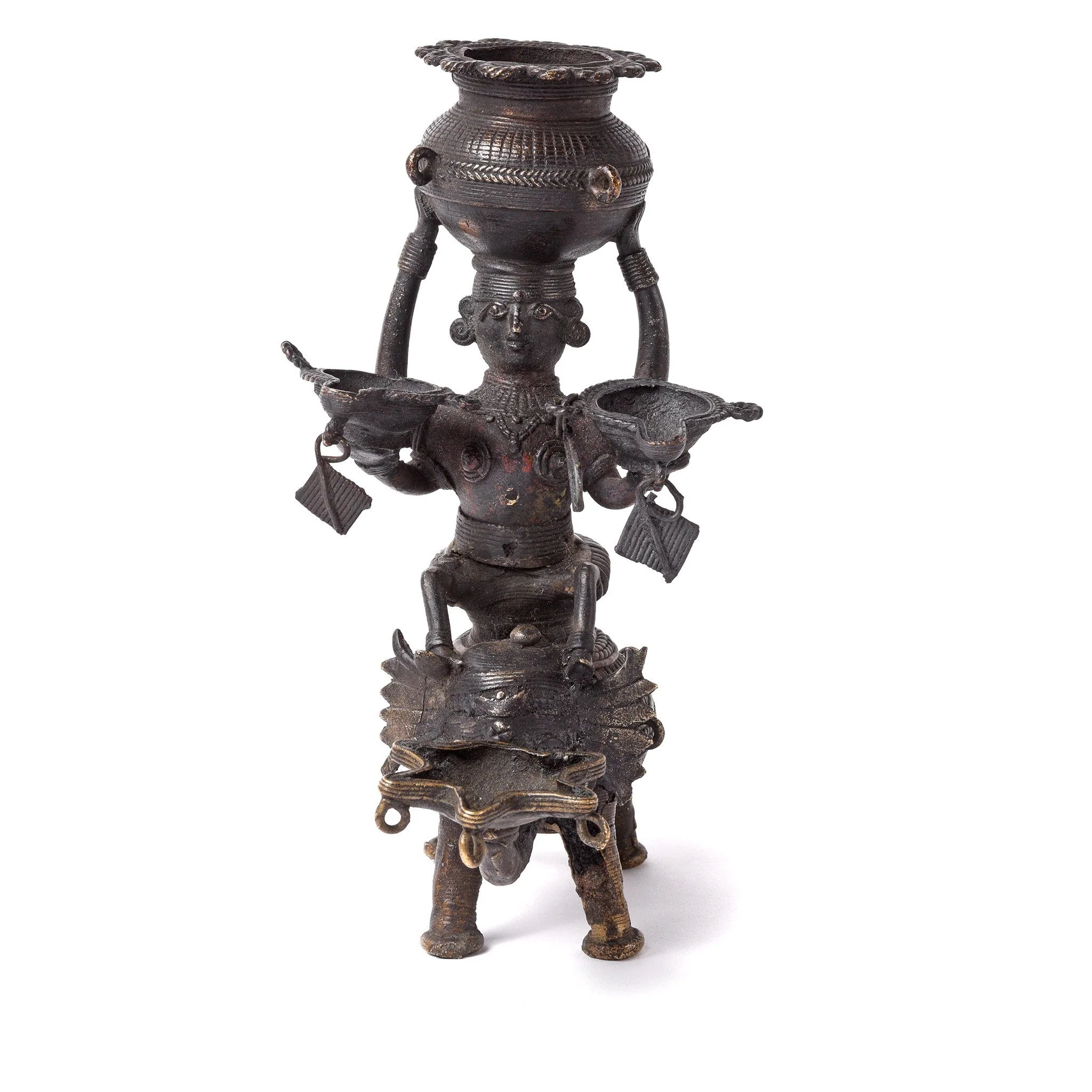 Lakshmi Riding an Elephant Oil Lamp - Early 19thC - Image 5
