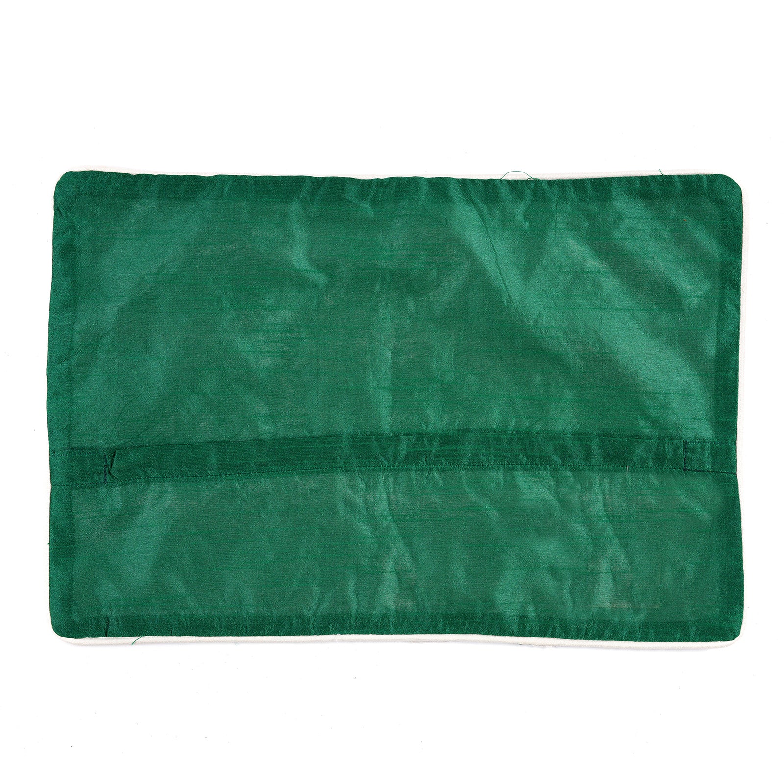 Embroidered Cushion Cover Green - White Paisley Design - Image 4