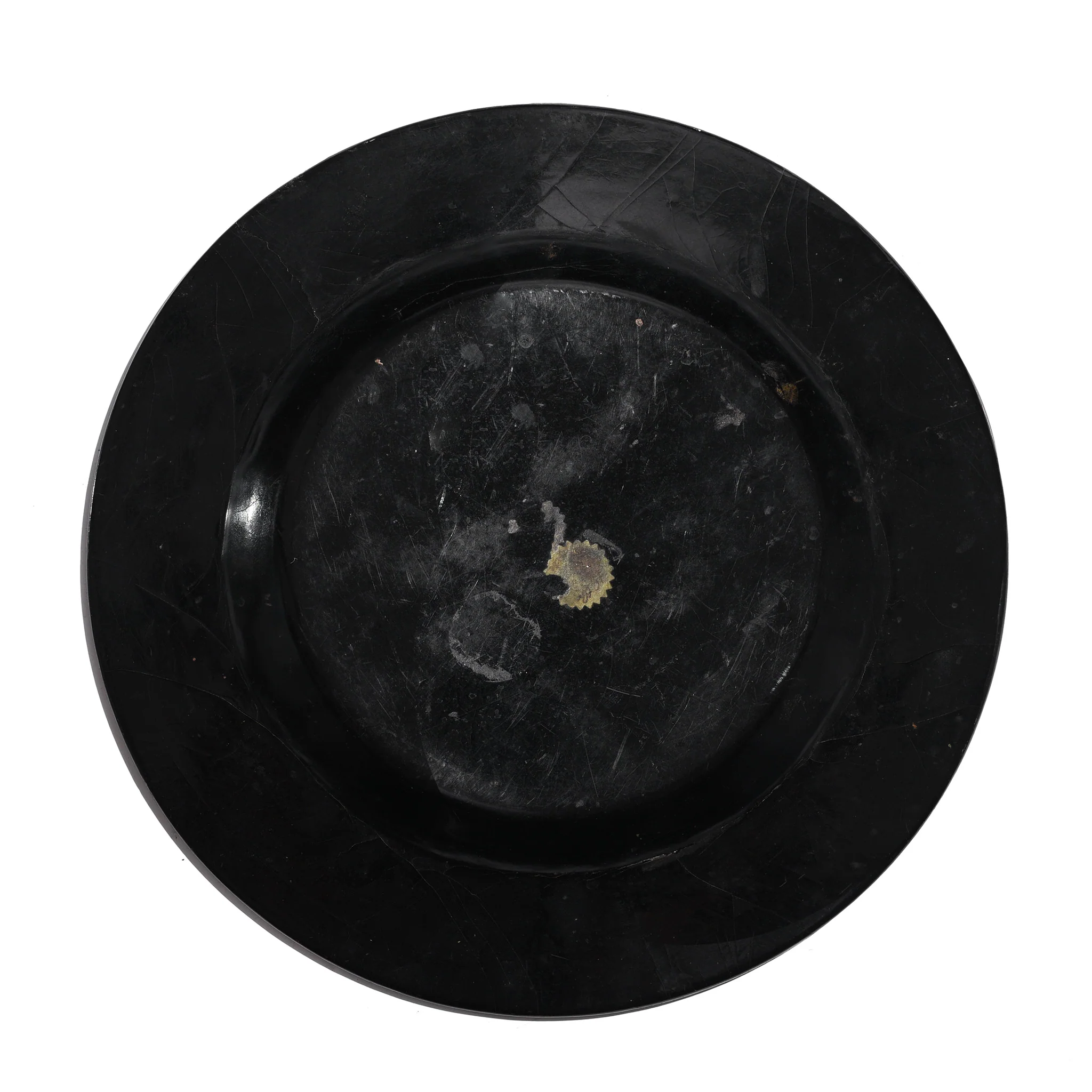 English Chinoiserie Black Lacquer Papiermache Plate - Late 18thC - Image 4