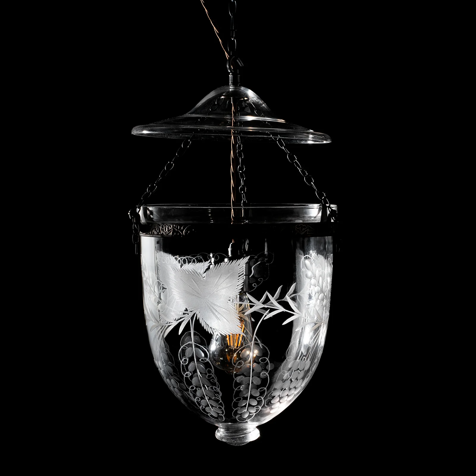 Engraved Glass Hundi Lantern With Single Fitting - Image 4