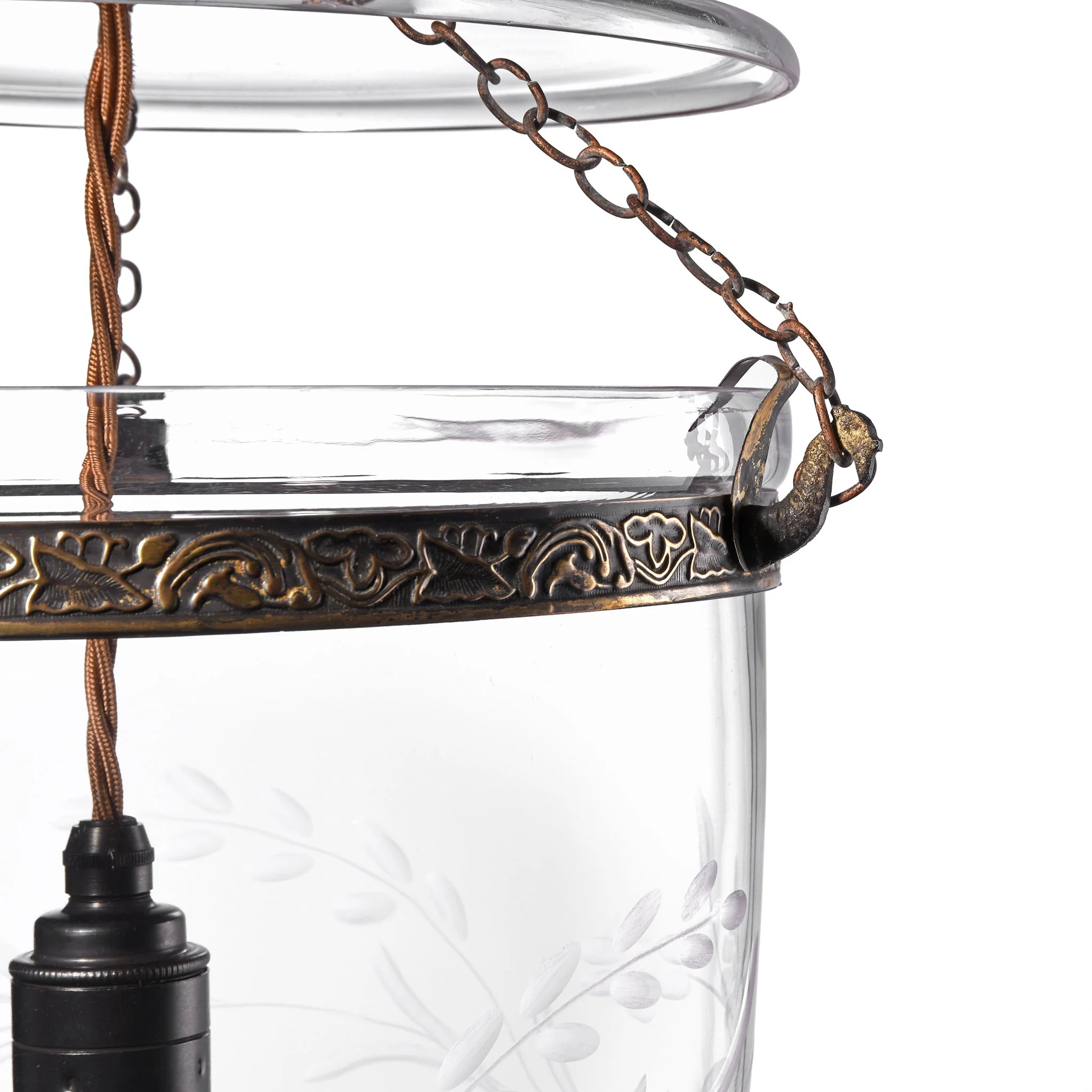 Engraved Glass Hundi Lantern With Single Fitting - Image 7